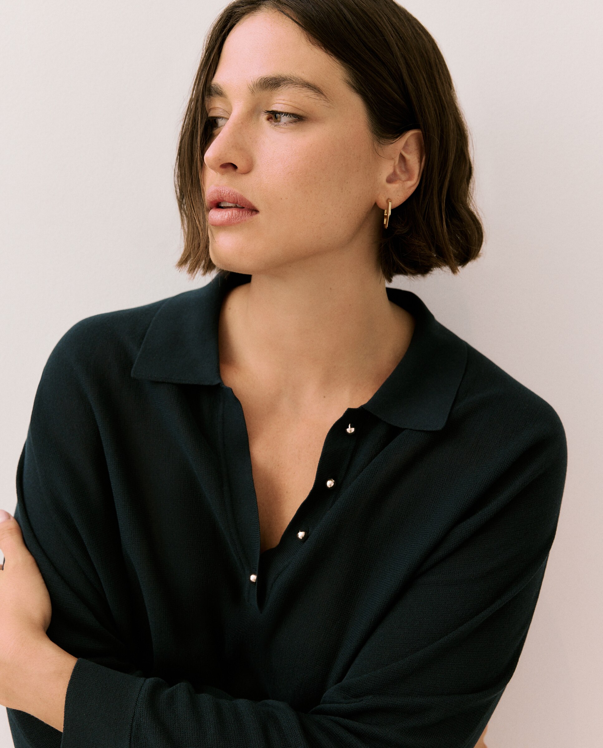 Camisola de Malha com Colarinho de Polo Azul-marinho-3