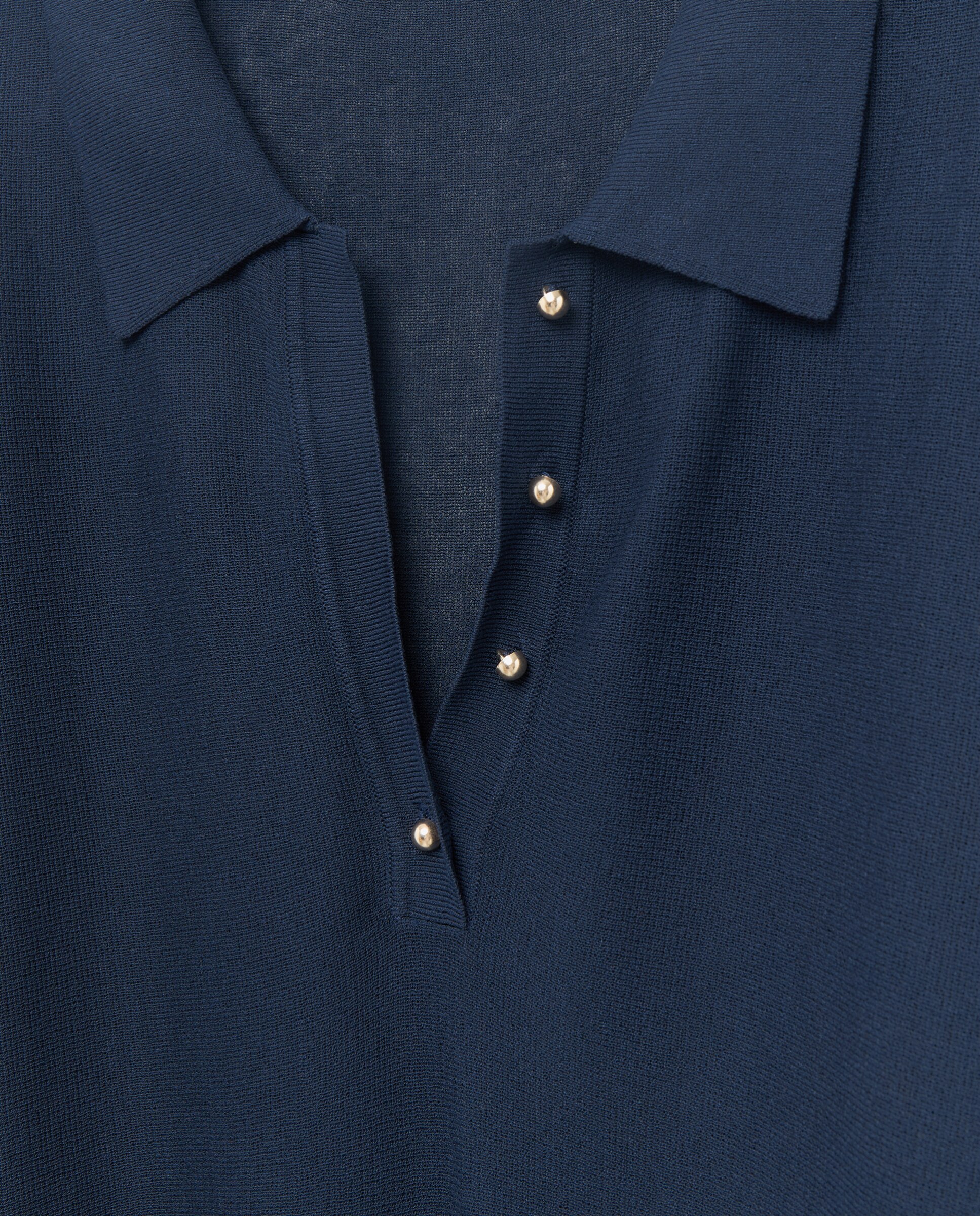 Camisola de Malha com Colarinho de Polo Azul-marinho-6