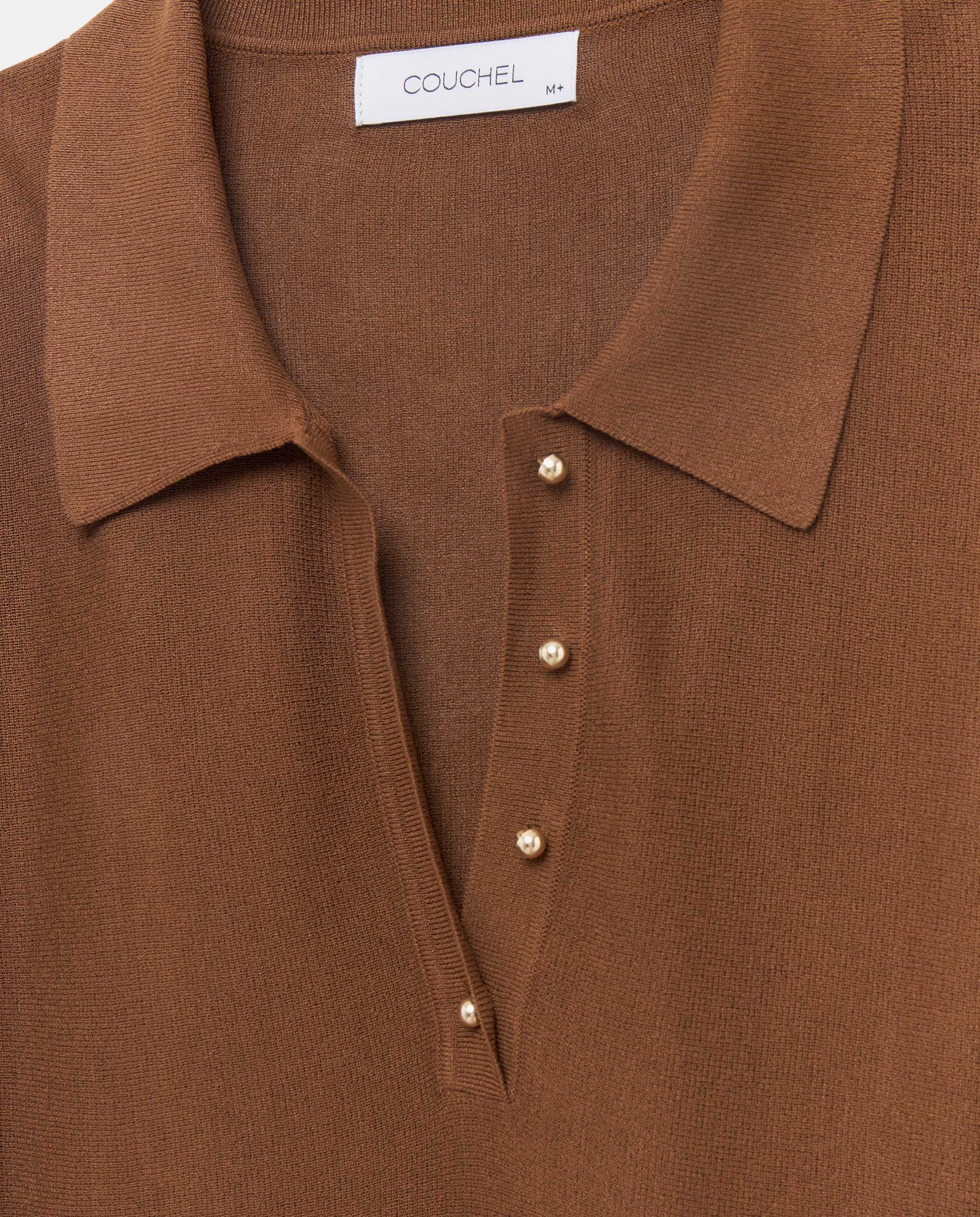 Camisola de Malha com Colarinho de Polo Bege-6