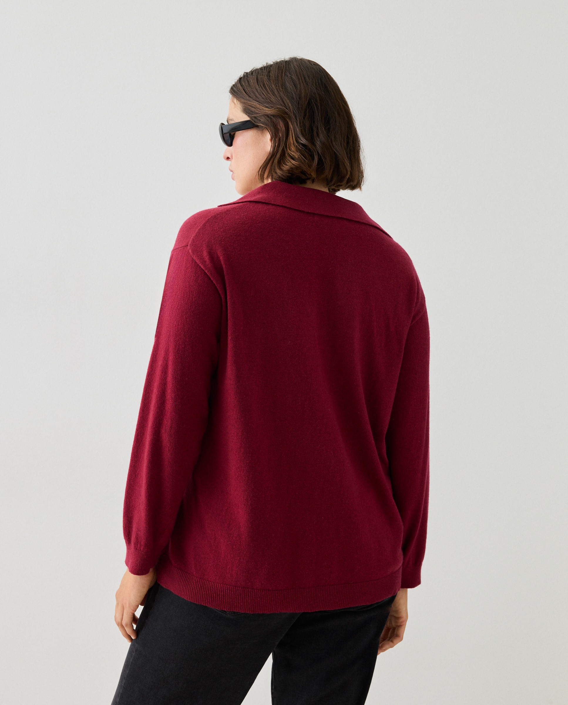 Jersey con lana de mujer con cuello polo - Couchel - 200 Rosa 200 Rosa-3