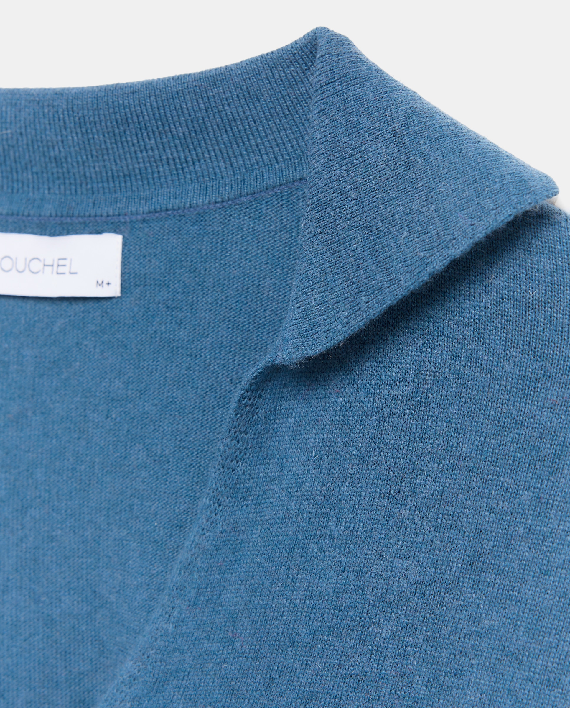 Camisola de Malha de Lã com Colarinho de Polo 400 Azul-2