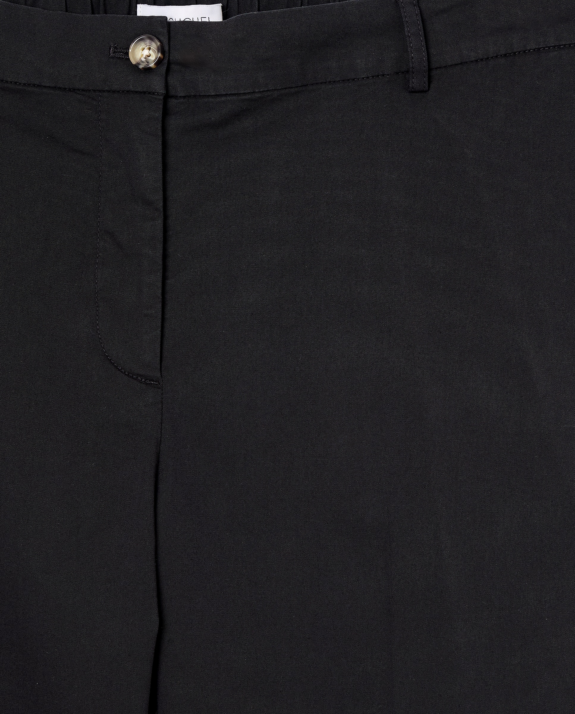 Calças Regular de Algodão com Elástico Preto-6