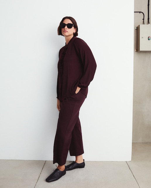 Imagen 0 de Pantalón de algodón recto con goma de mujer