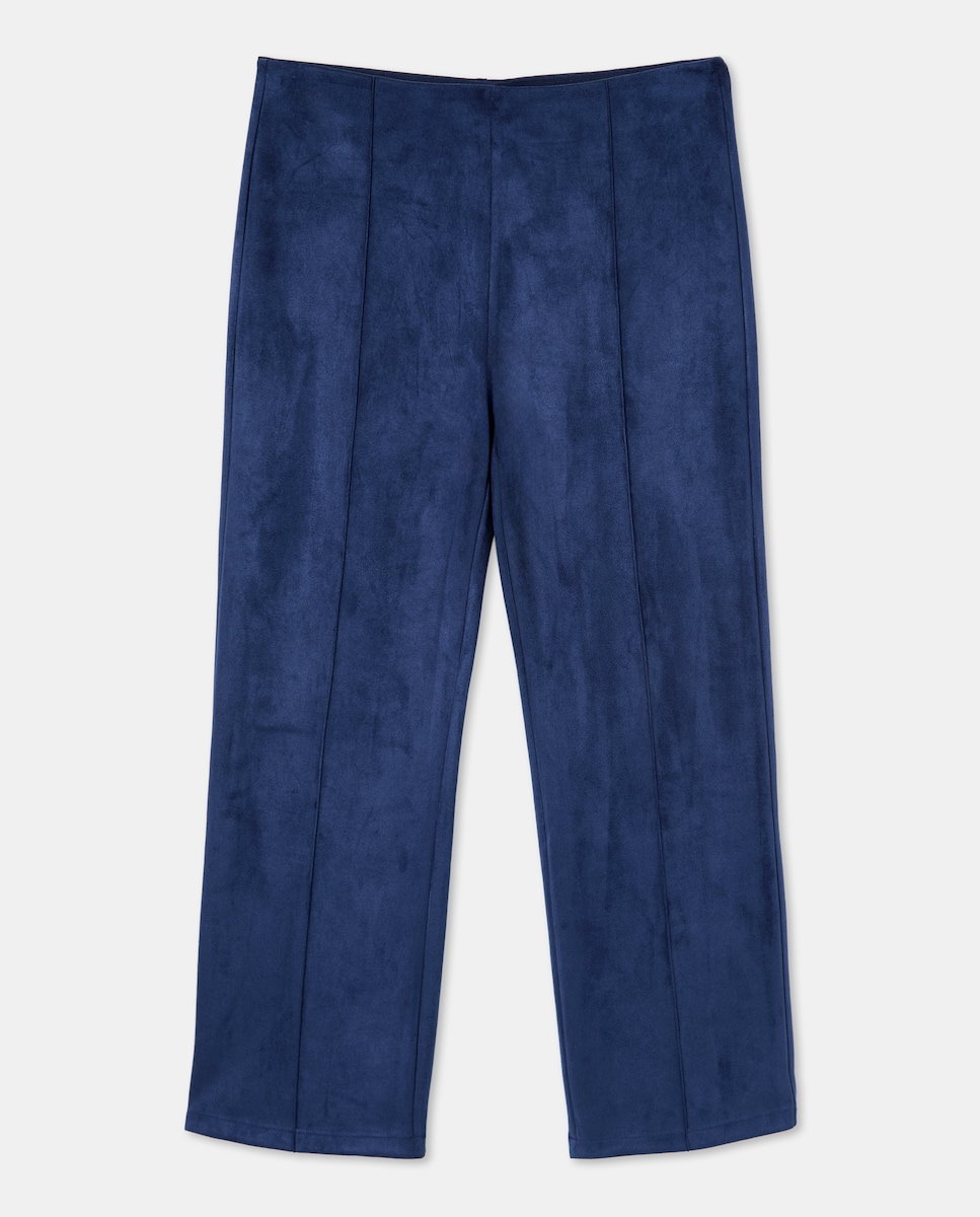 Calças de Efeito de Camurça 430 Azul Escuro-4