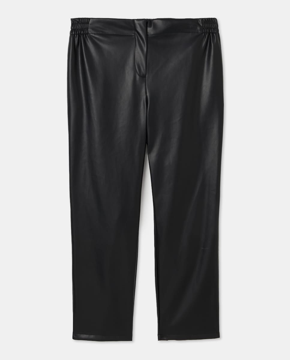 Joggers com Efeito de Pele Preto-5