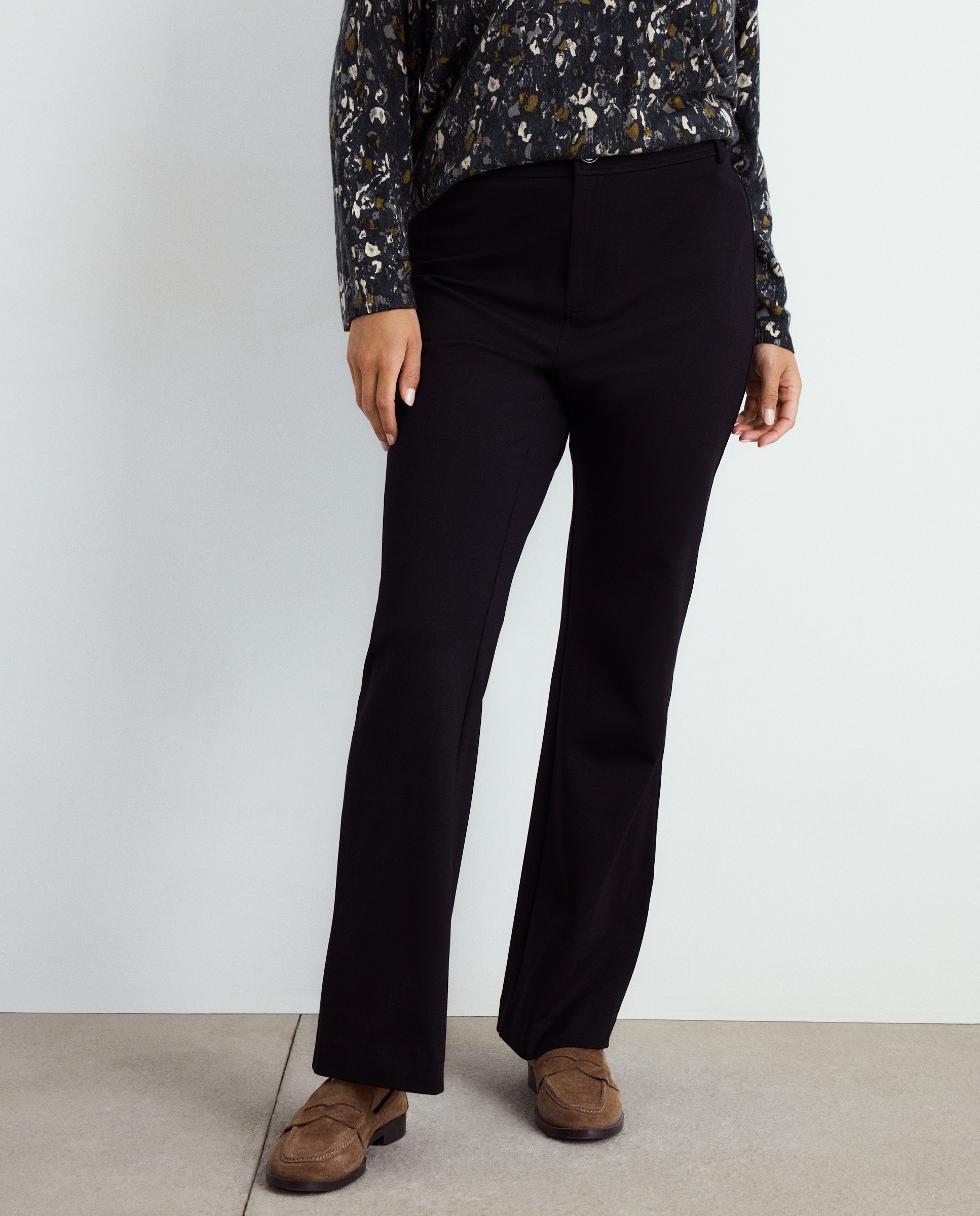 Calças Lisas de Viscose Preto-2