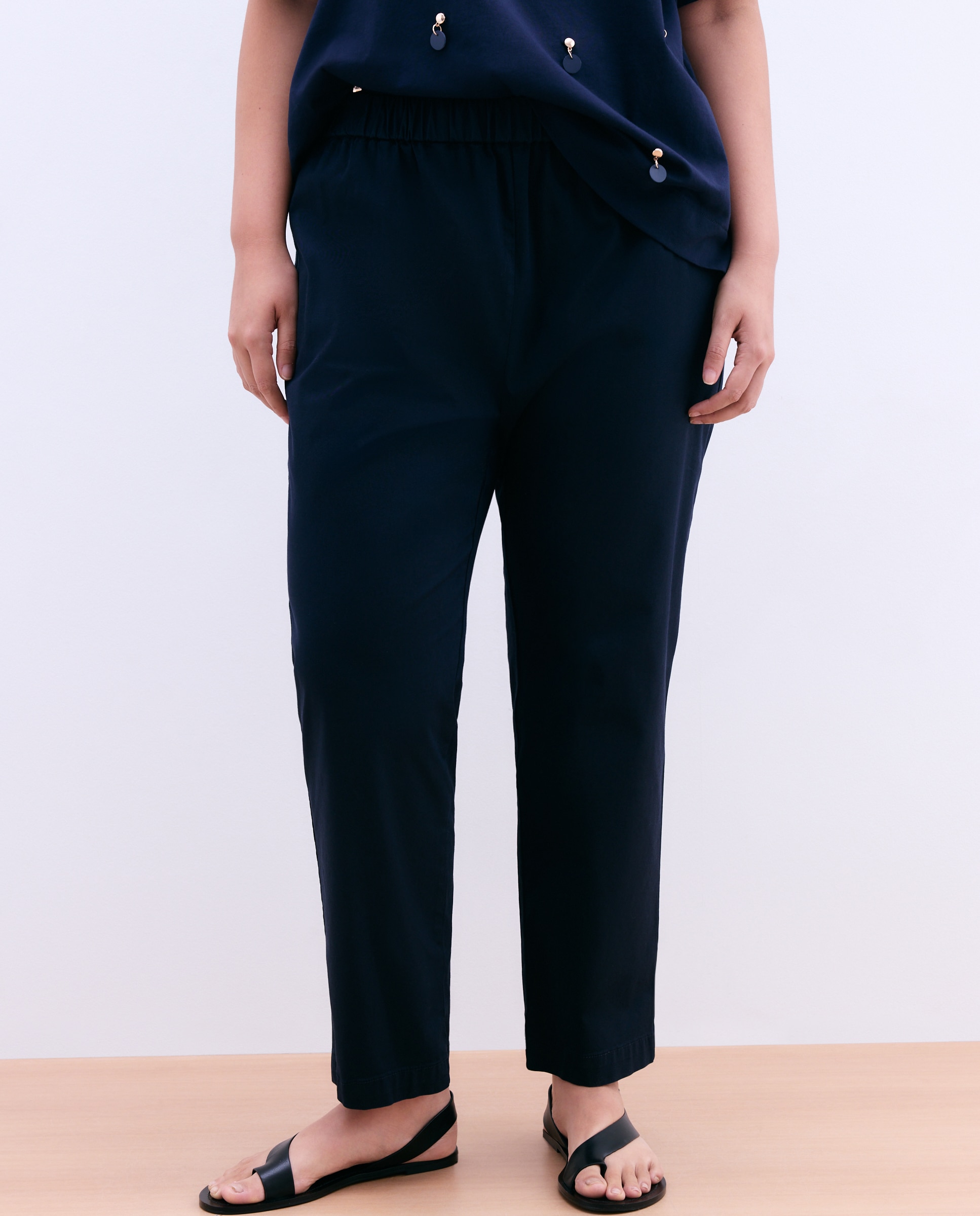Pantalón liso recto de mujer - Couchel - Azul marino Azul marino-2