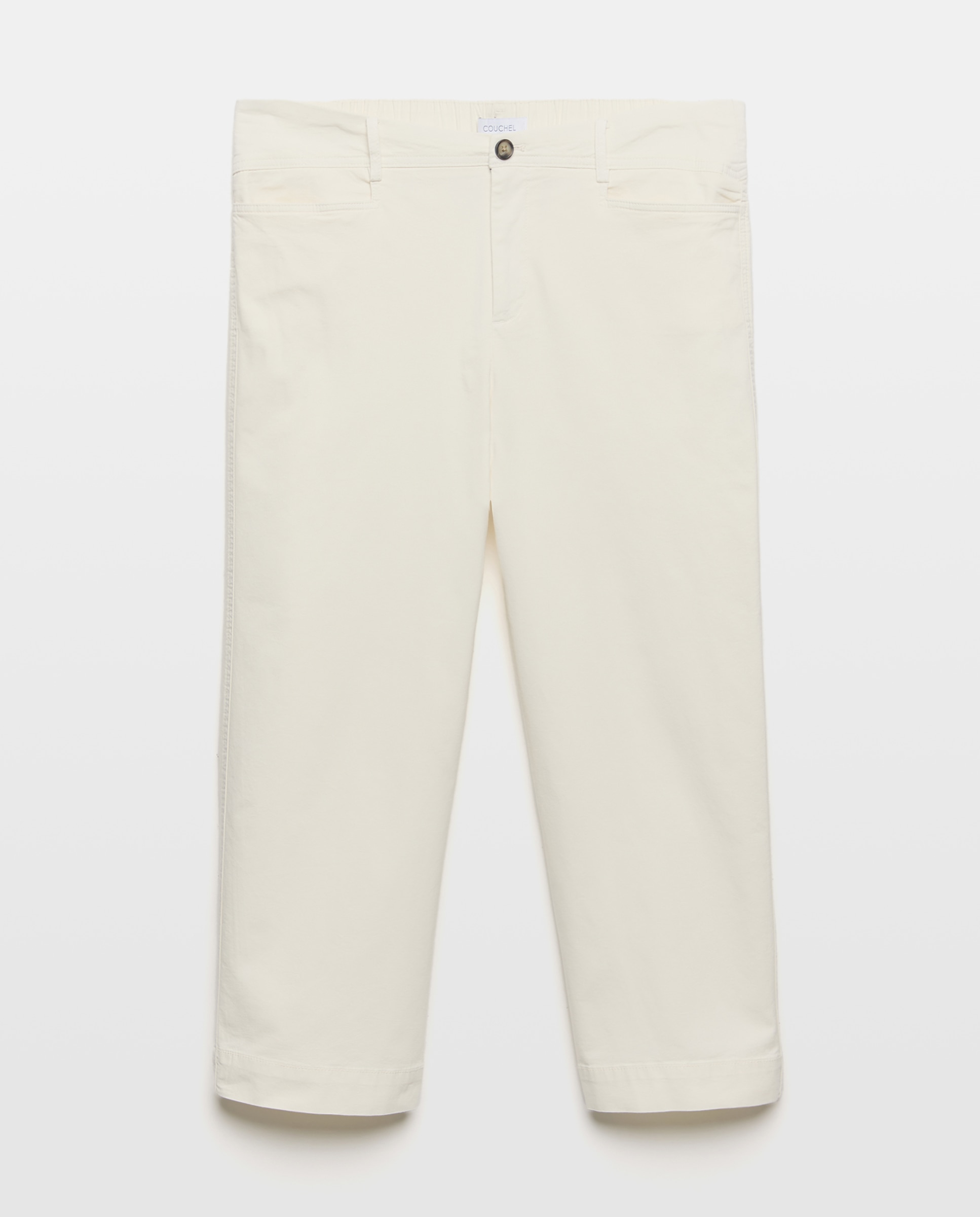 Pantalón ancho de algodón de mujer - Couchel - 530 Verde oscuro Blanco roto-5