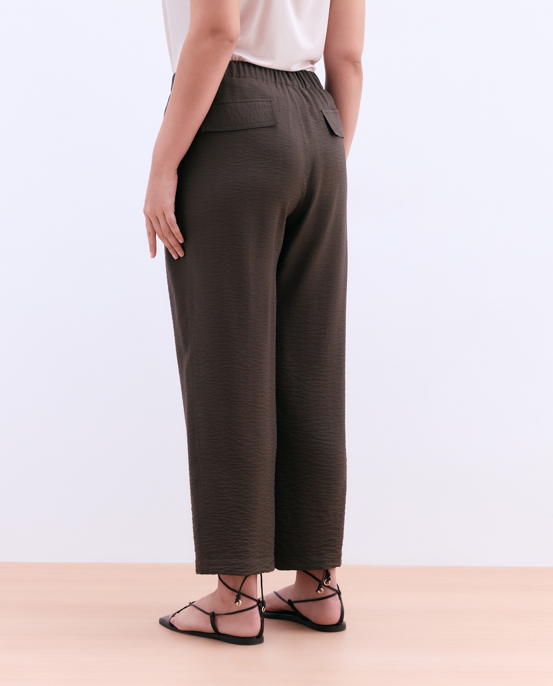 Calças fluidas de mulher 520 Caqui-3