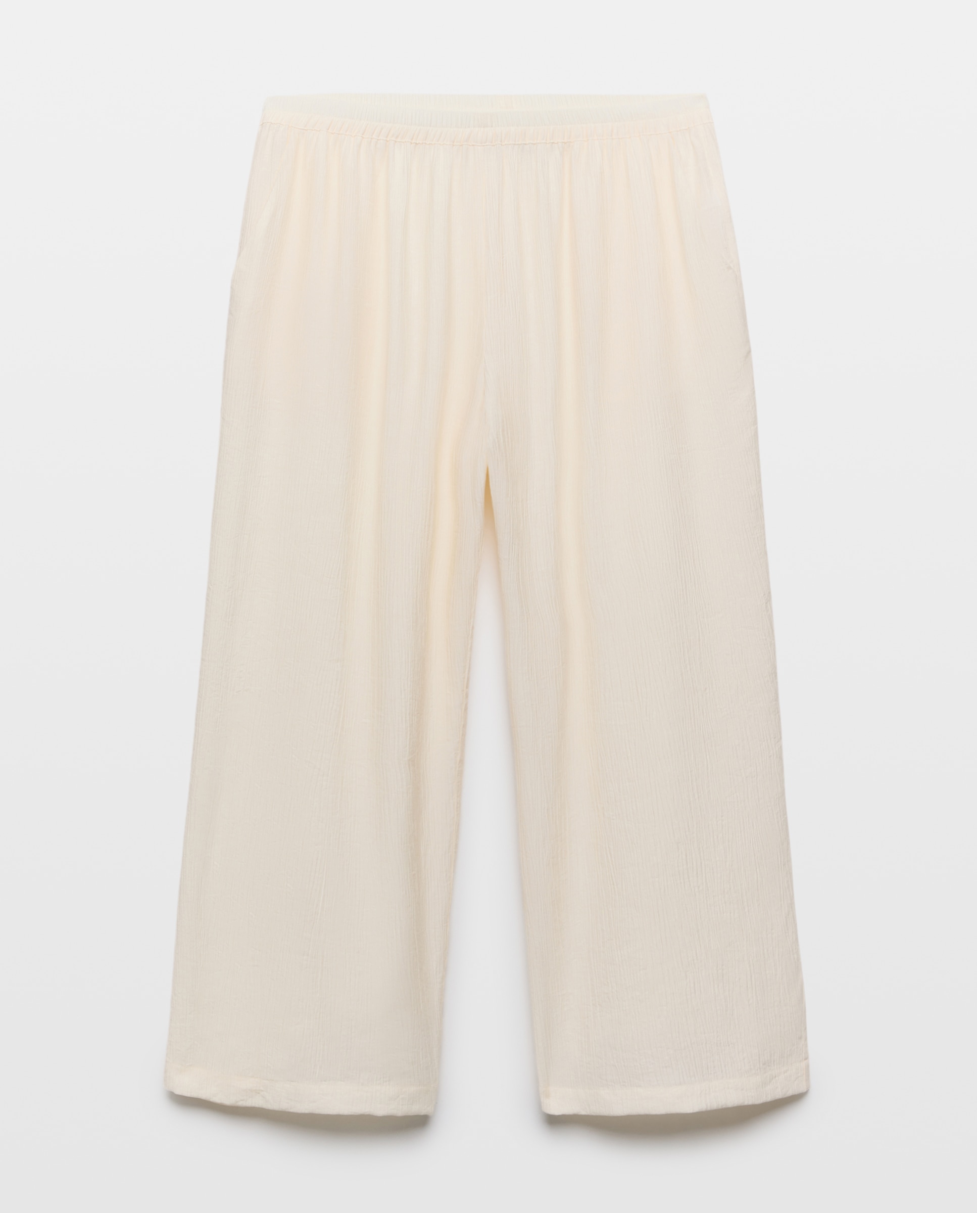 Pantalón fluido de mujer efecto arrugado - Couchel - Blanco roto Blanco roto-4