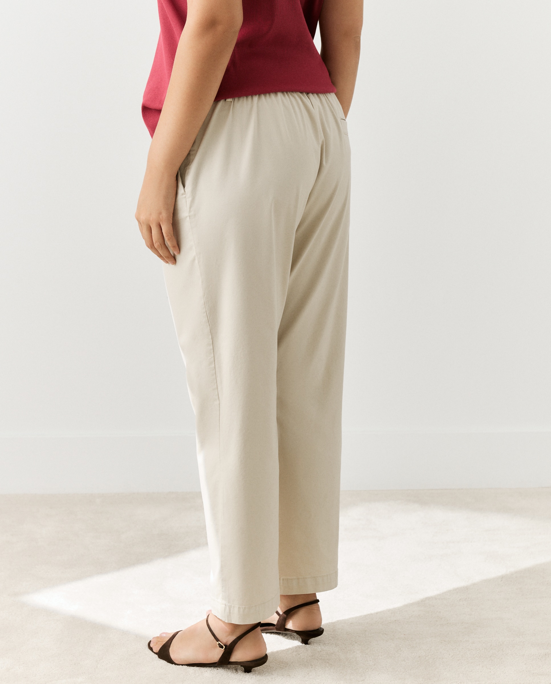 Pantalón ancho liso de mujer - Couchel - Tostado Tostado-3