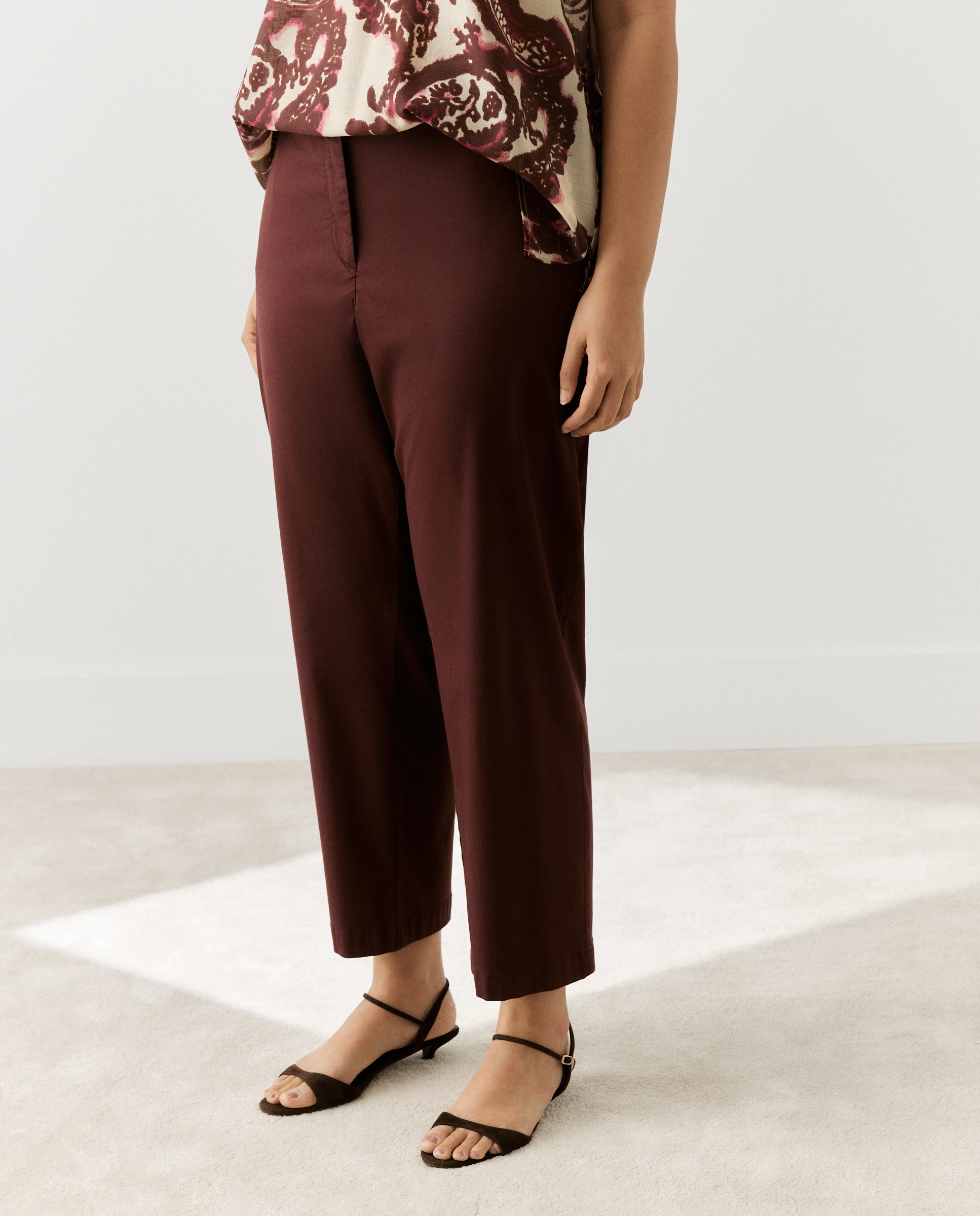 Pantalón ancho liso de mujer - Couchel - Burdeos Burdeos-2