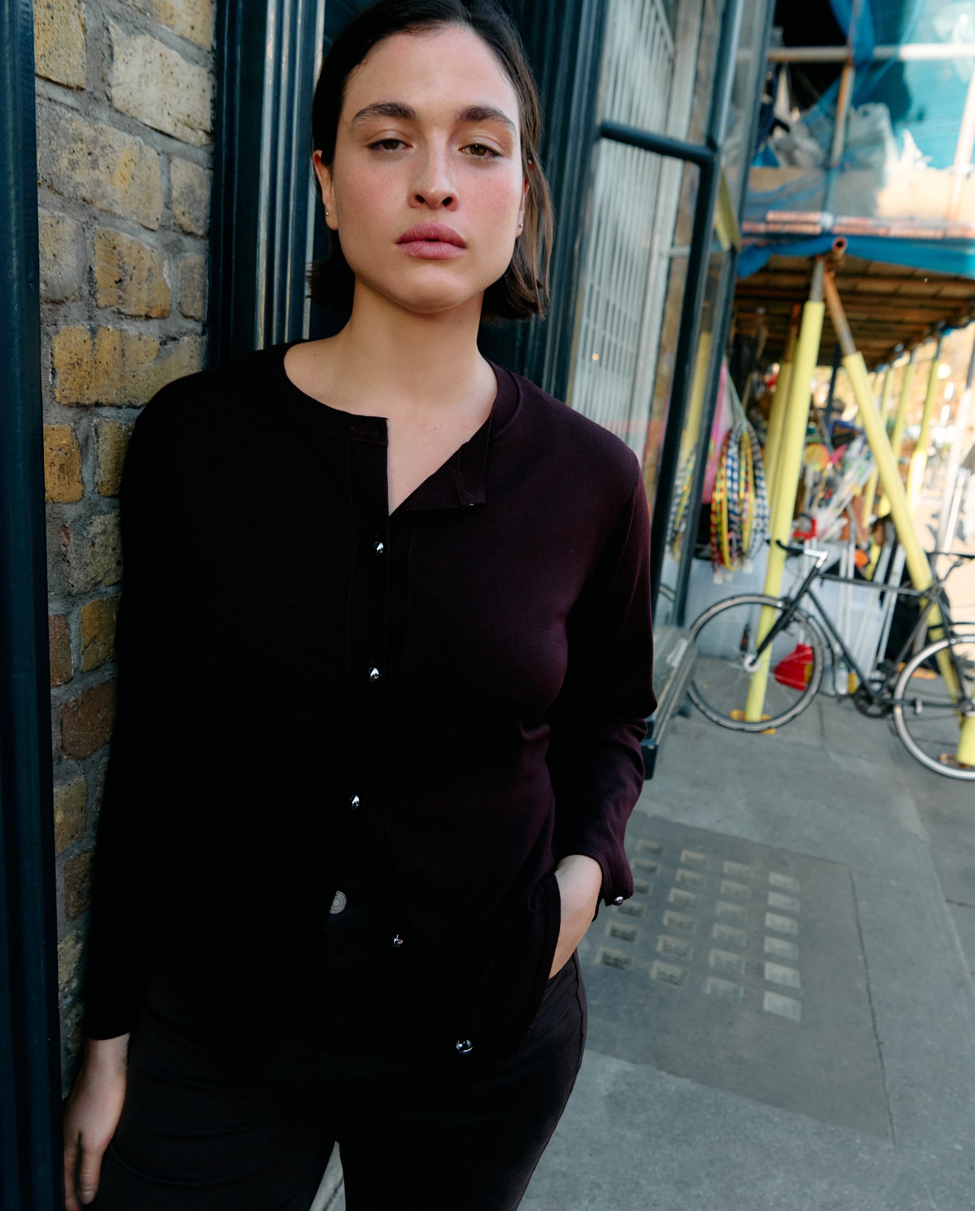 Cardigan de Viscose Liso 291 Beringela-2