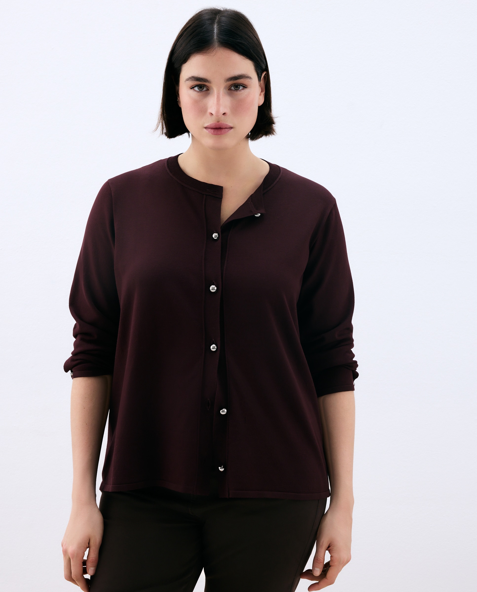 Cardigan de Viscose Liso 291 Beringela-4