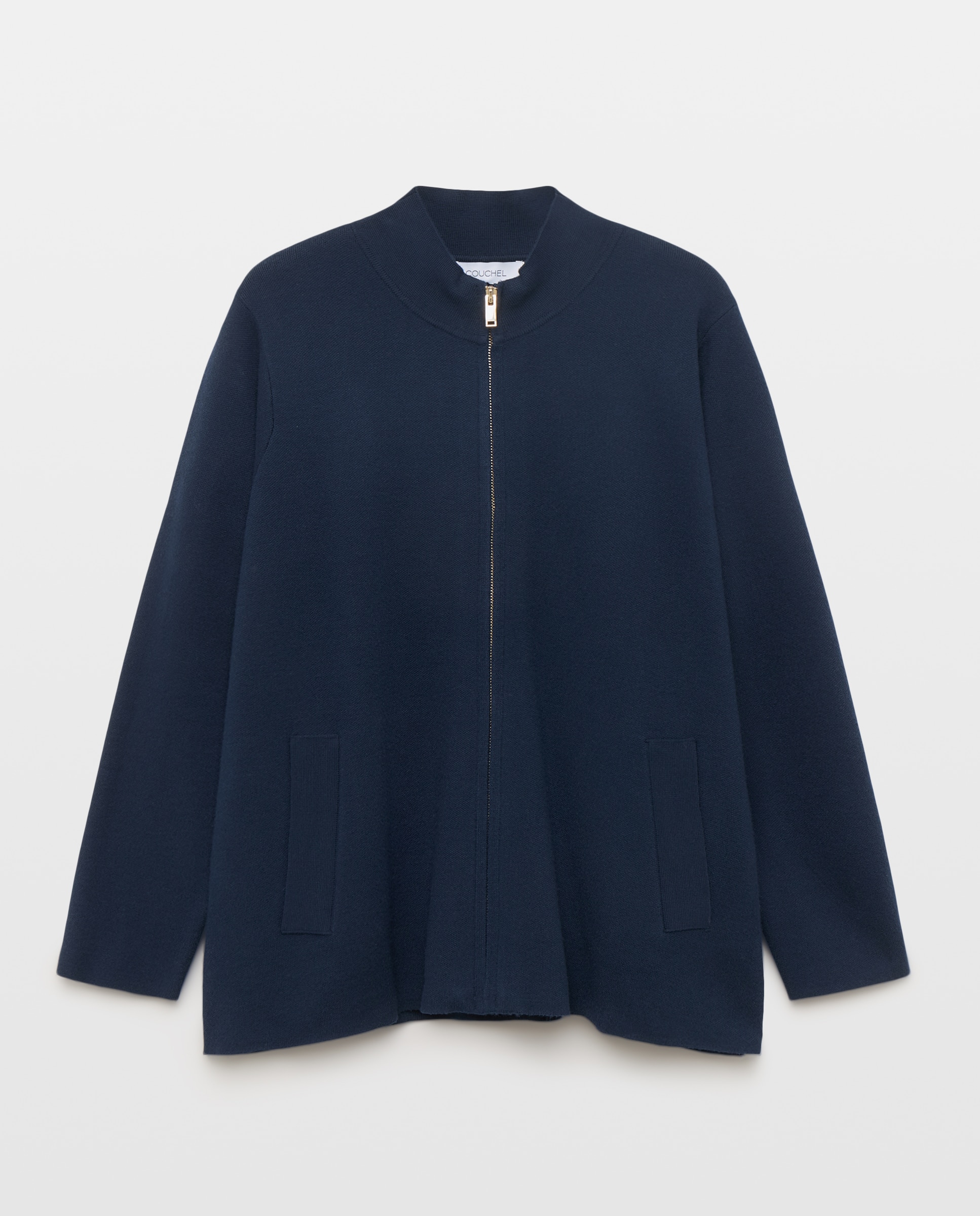 Cardigan de Malha com Fecho de Correr Azul-marinho-5