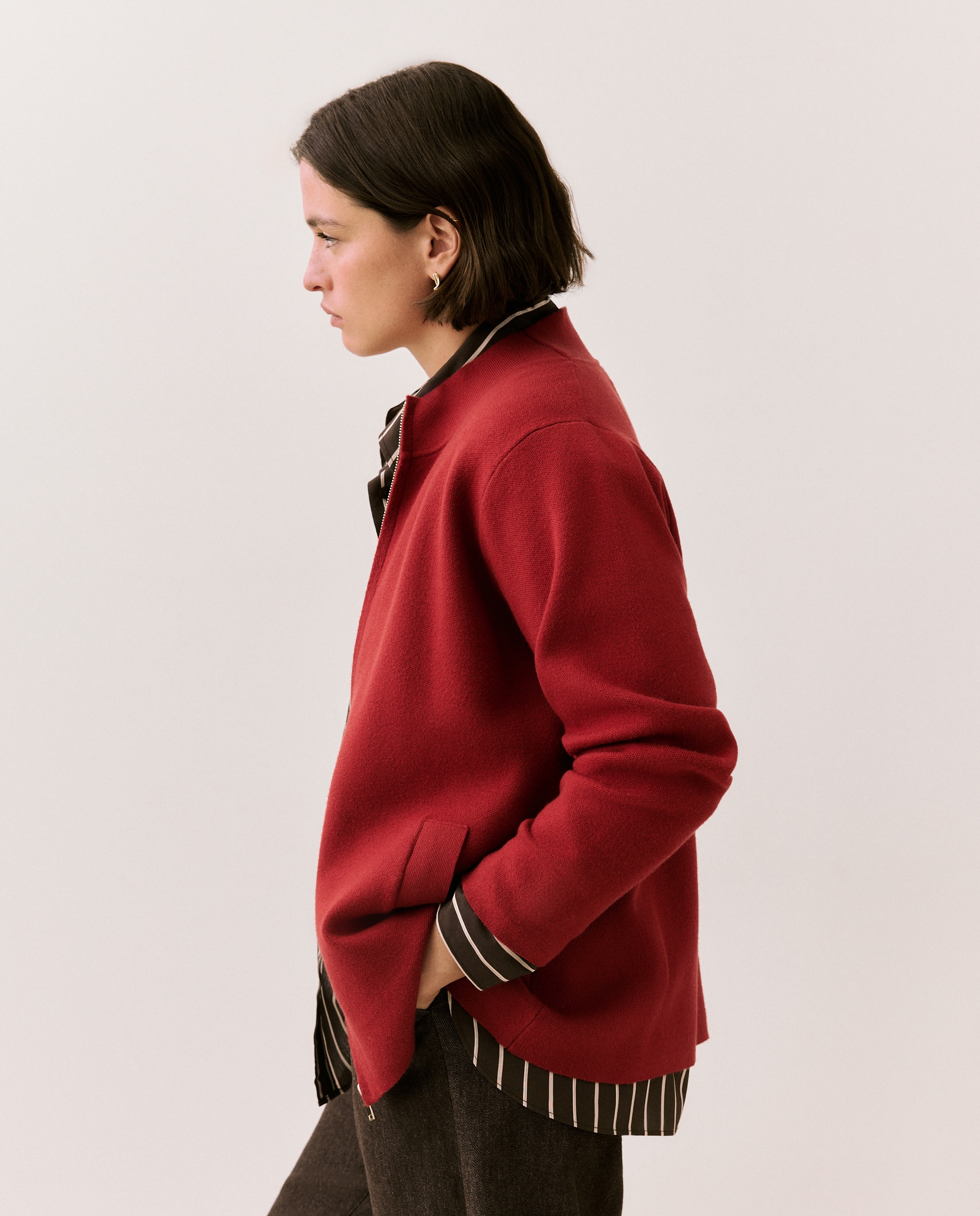 Cardigan de Malha com Fecho de Correr 600 Vermelho-2
