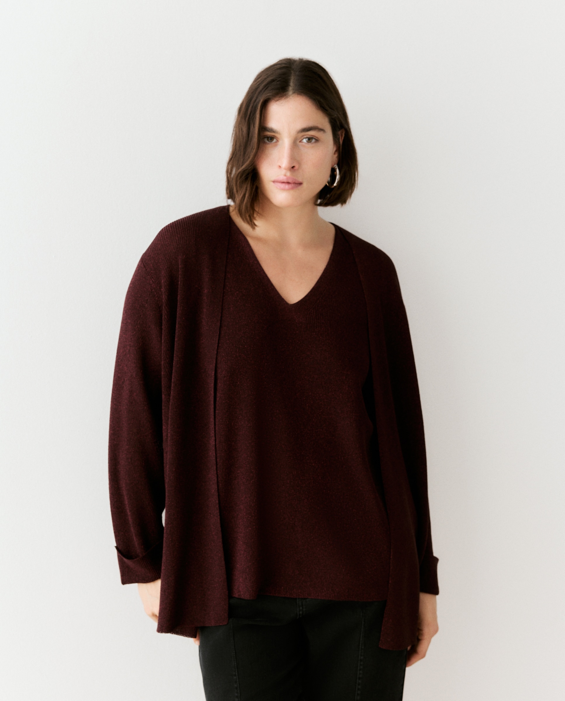 Imagen 3 de Chaqueta lisa de manga larga de mujer - Couchel - Burdeos Burdeos