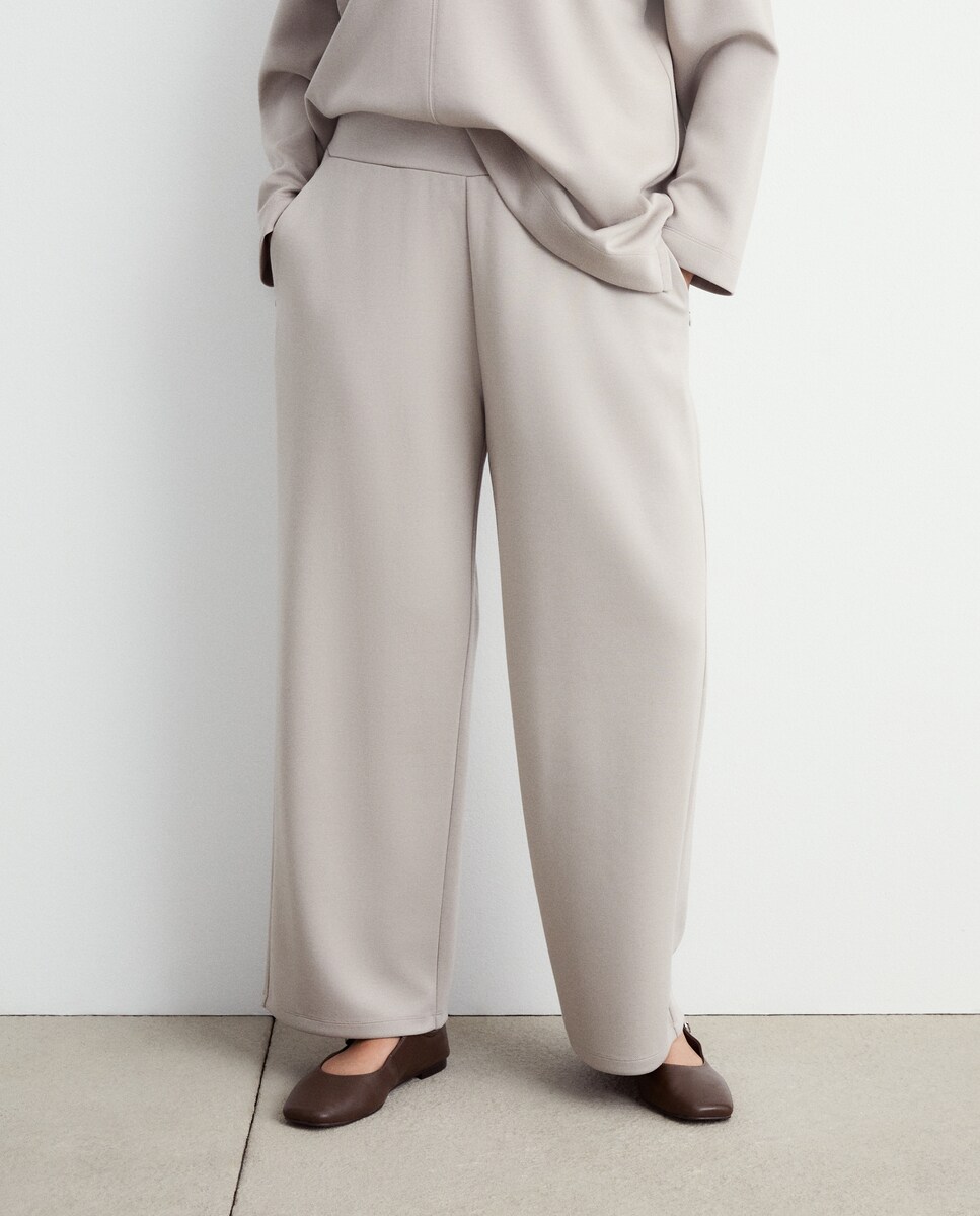 Calças de Malha Bege-2