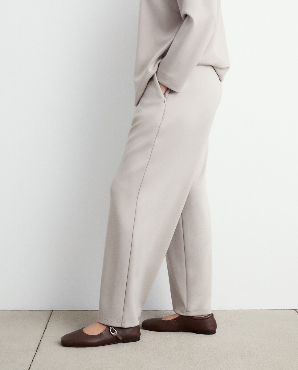 Calças de Malha Bege-3