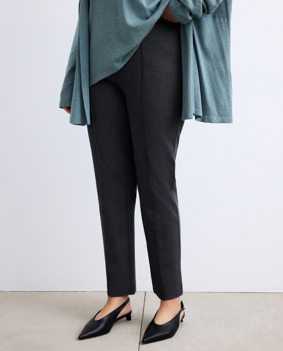 Leggings de Ponto Liso 820 Cinzento Médio-2