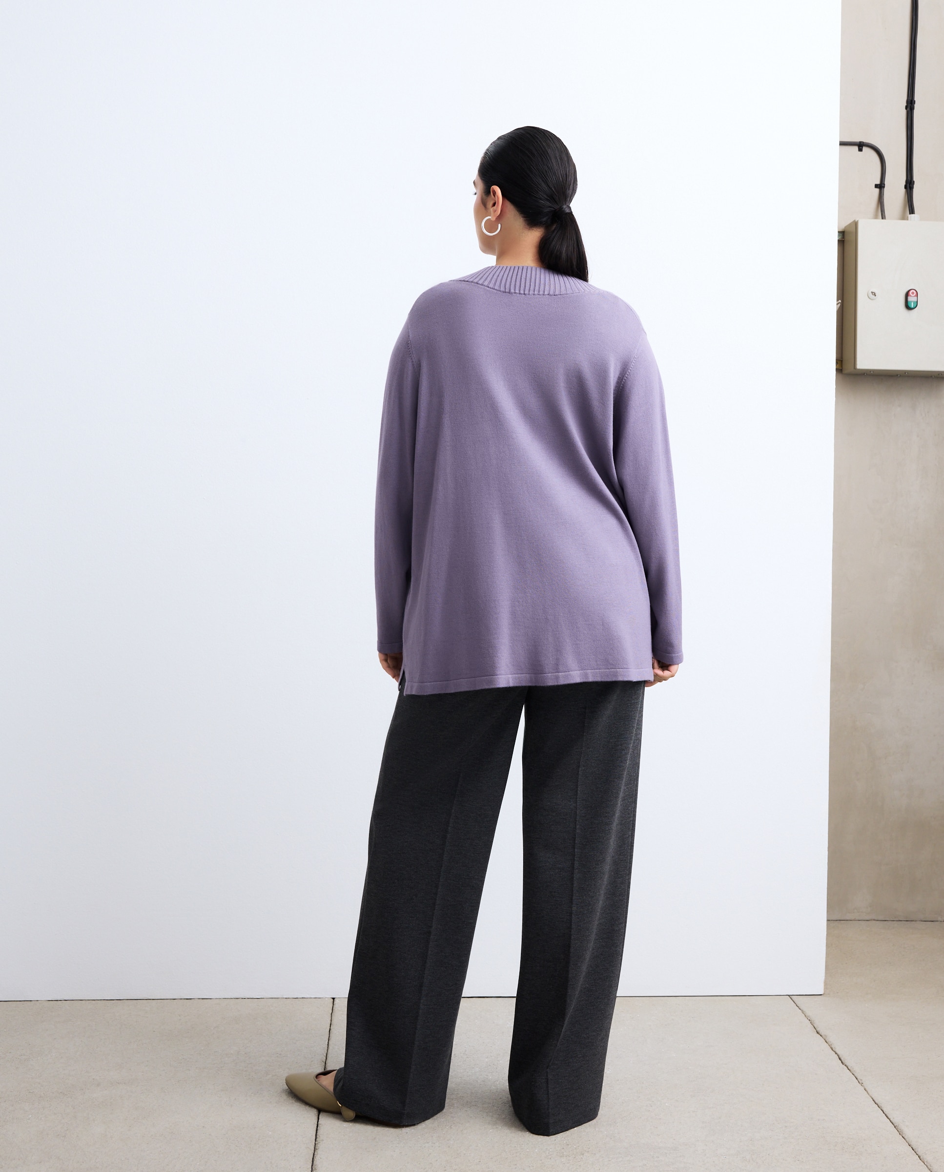 Calças largas de malha Cinzento-escuro-4