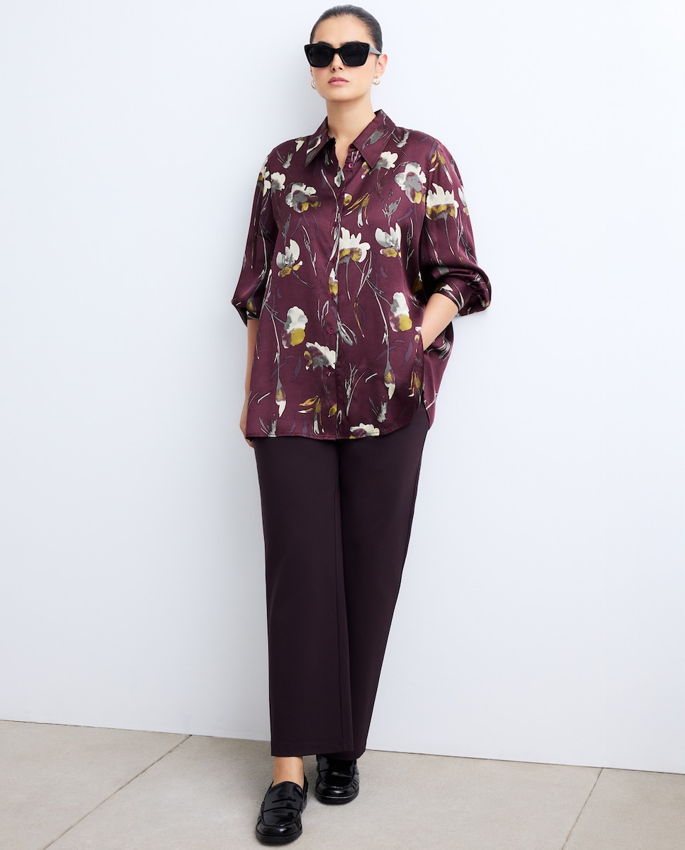 Calças de Malha Regular com Bolsos Beringela-1