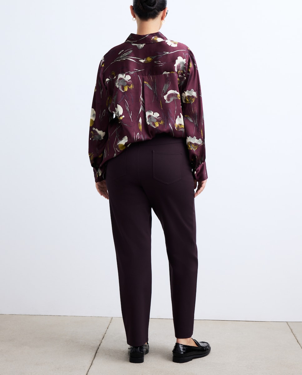 Calças de Malha Regular com Bolsos Beringela-3