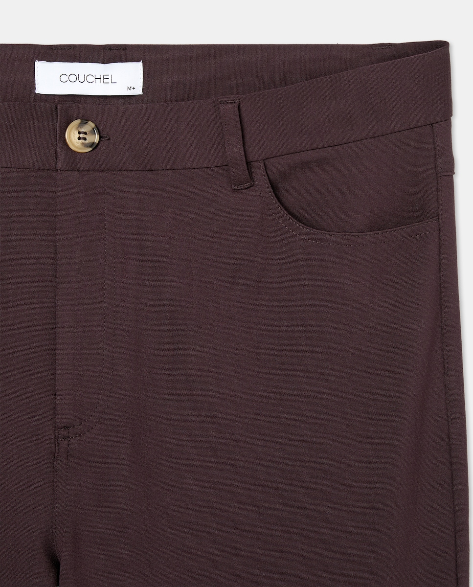 Calças de Malha Regular com Bolsos Beringela-5