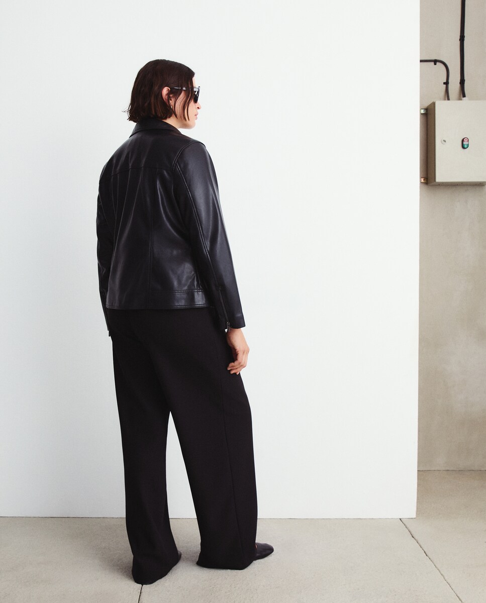 Calças de Malha Largas Preto-4