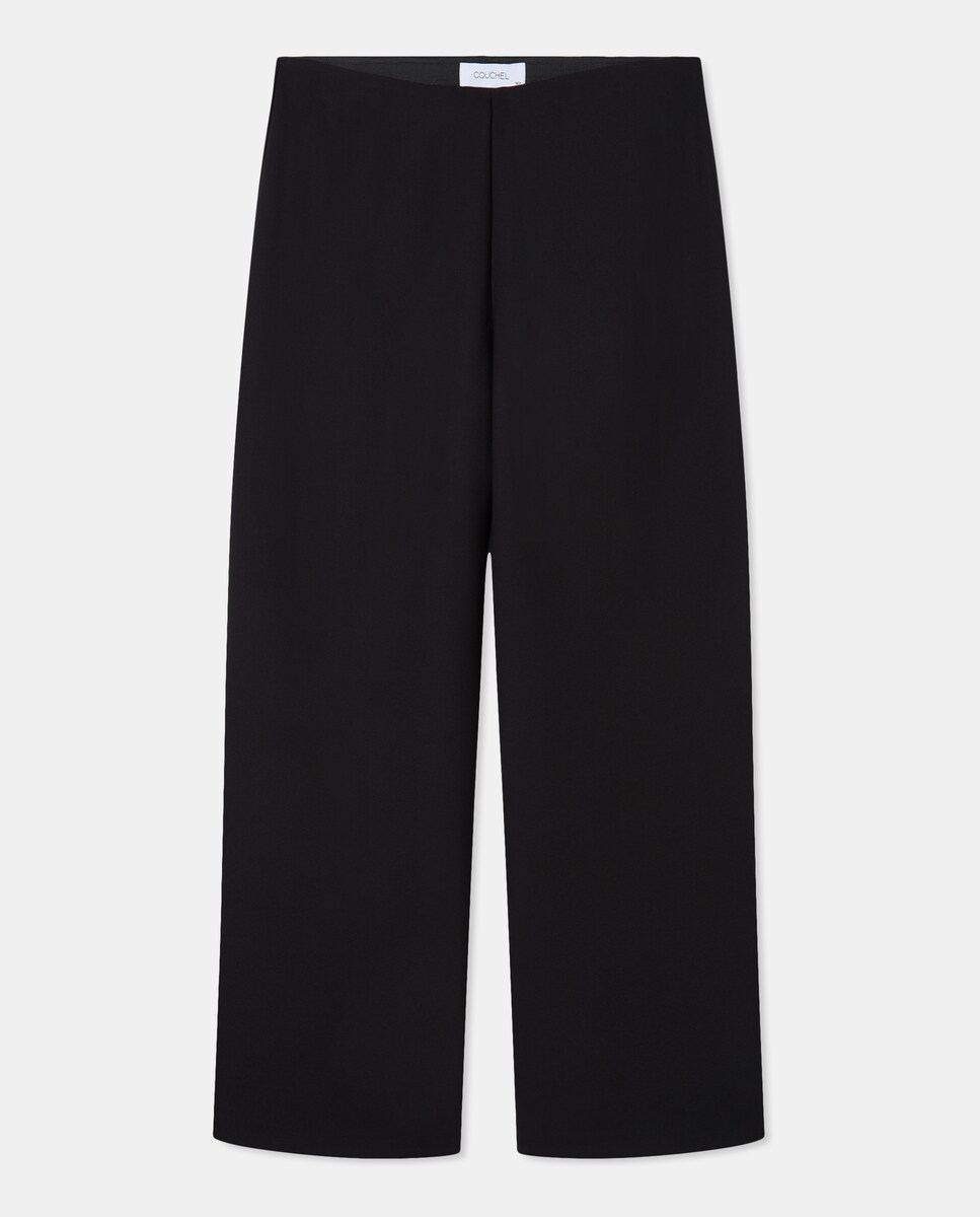 Calças de Malha Largas Preto-5