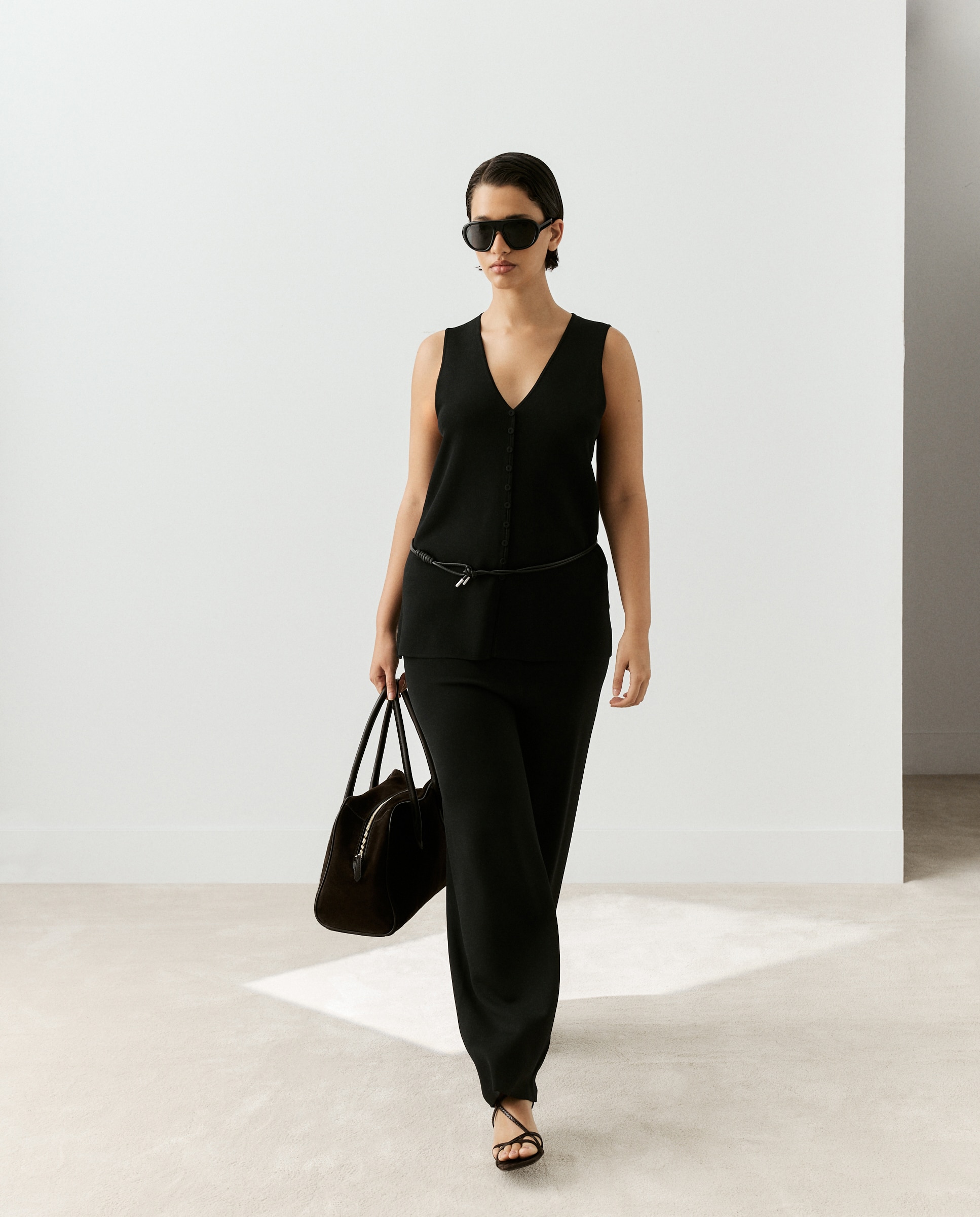 Pantalón tricot de mujer - Couchel - Negro Negro-1