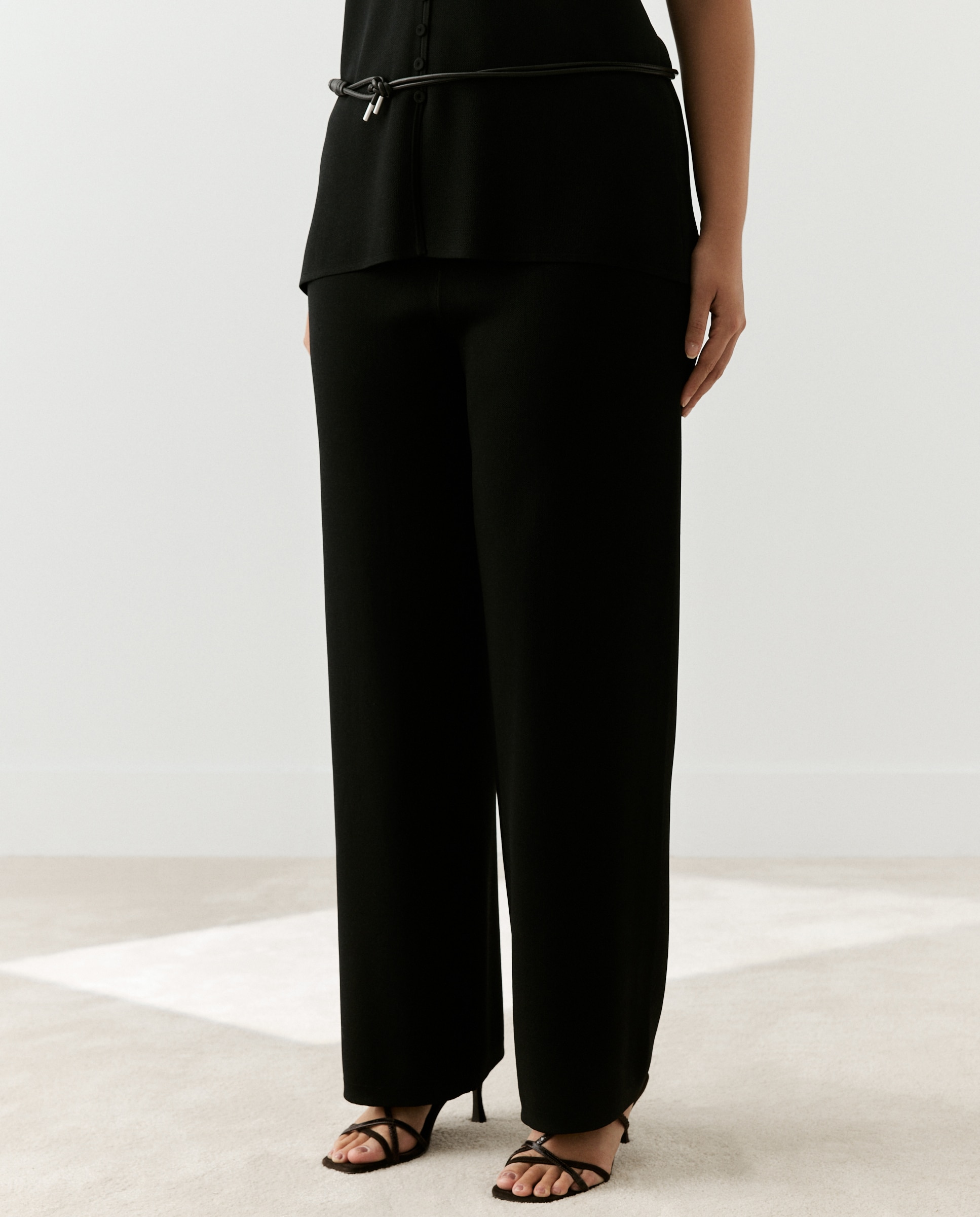 Pantalón tricot de mujer - Couchel - Negro Negro-2