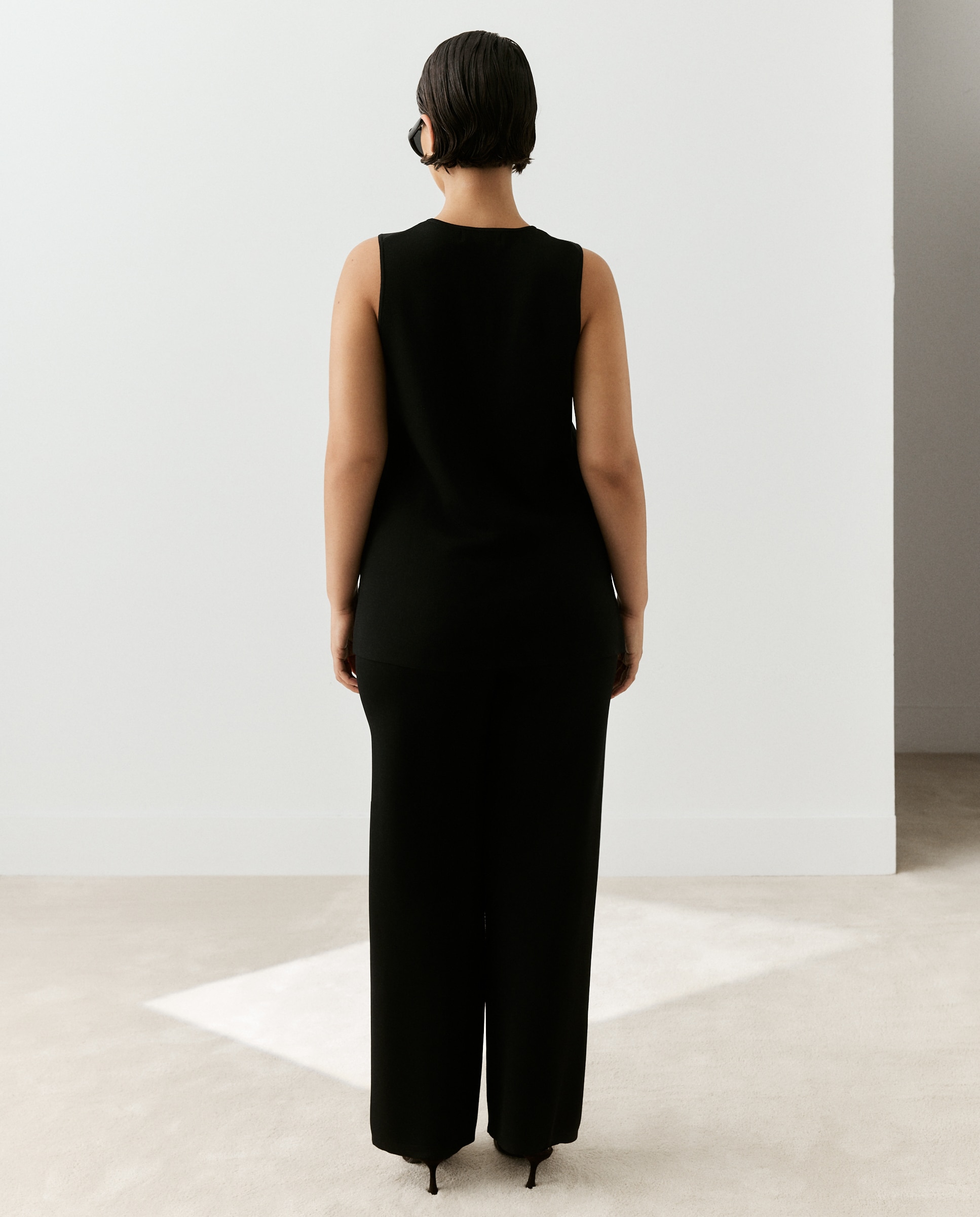 Pantalón tricot de mujer - Couchel - Negro Negro-3
