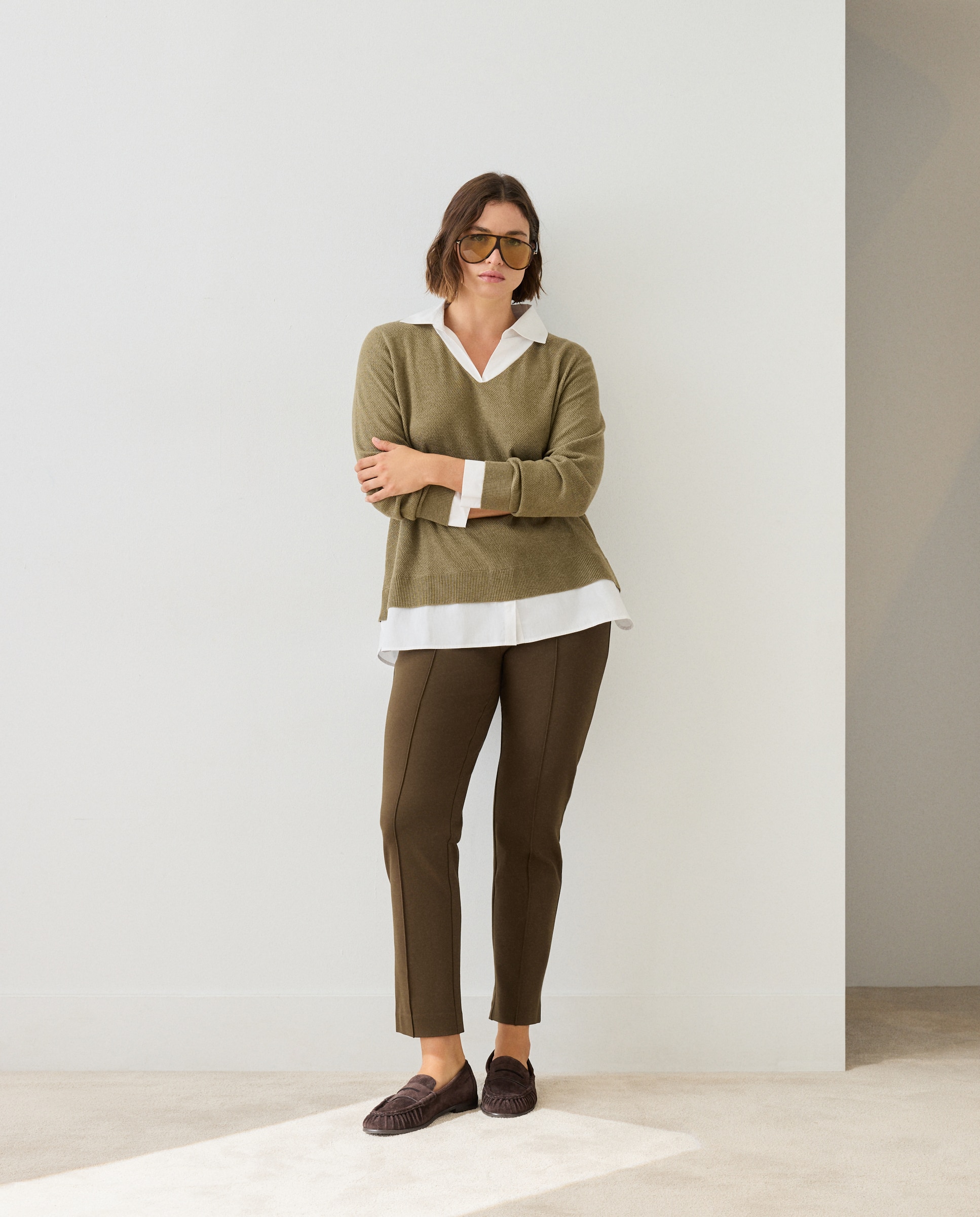 Imagen 1 de Pantalón punto roma básico - Couchel - 530 Verde oscuro 530 Verde oscuro