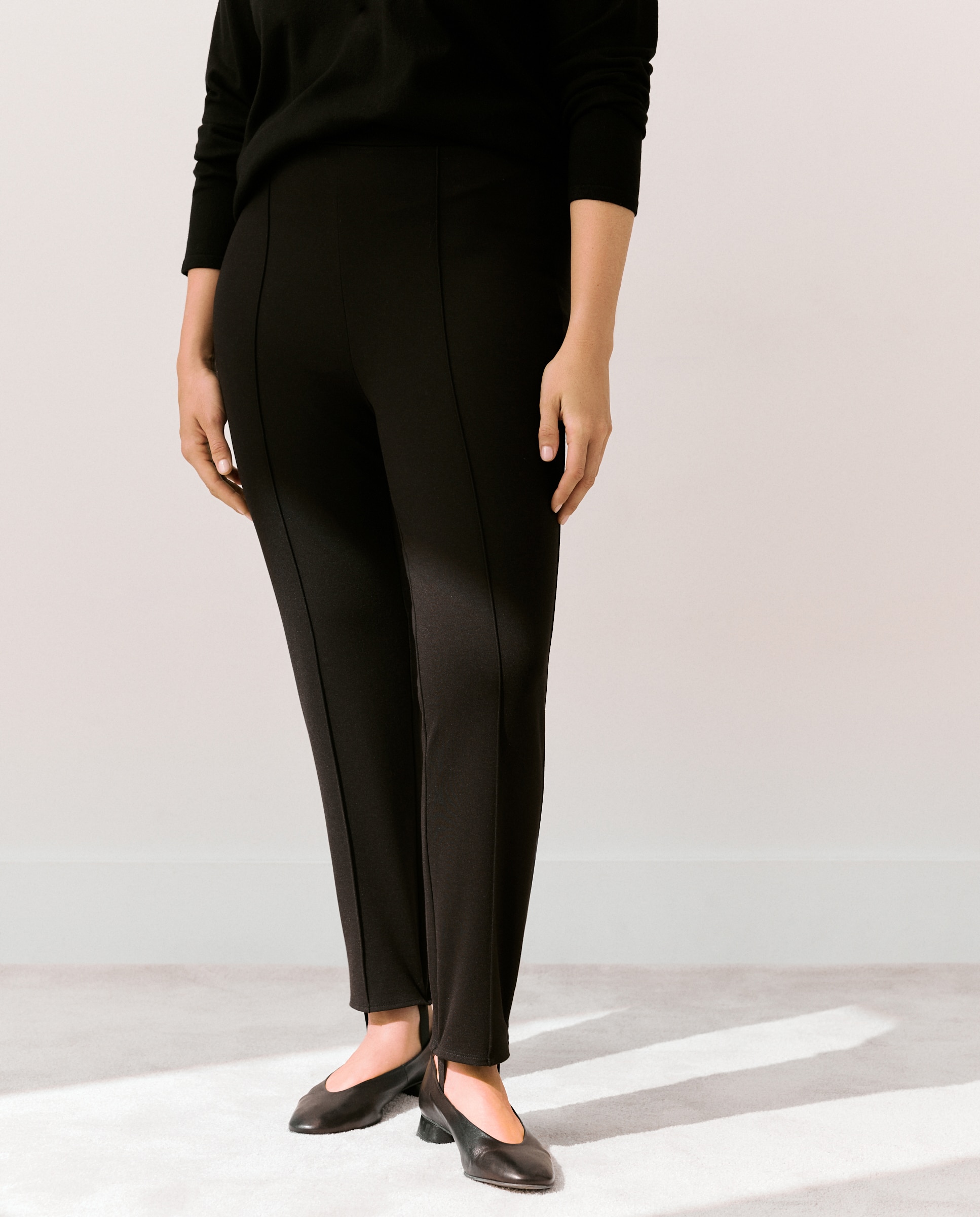 Calças de Malha Roma Tipo Leggings Preto-2