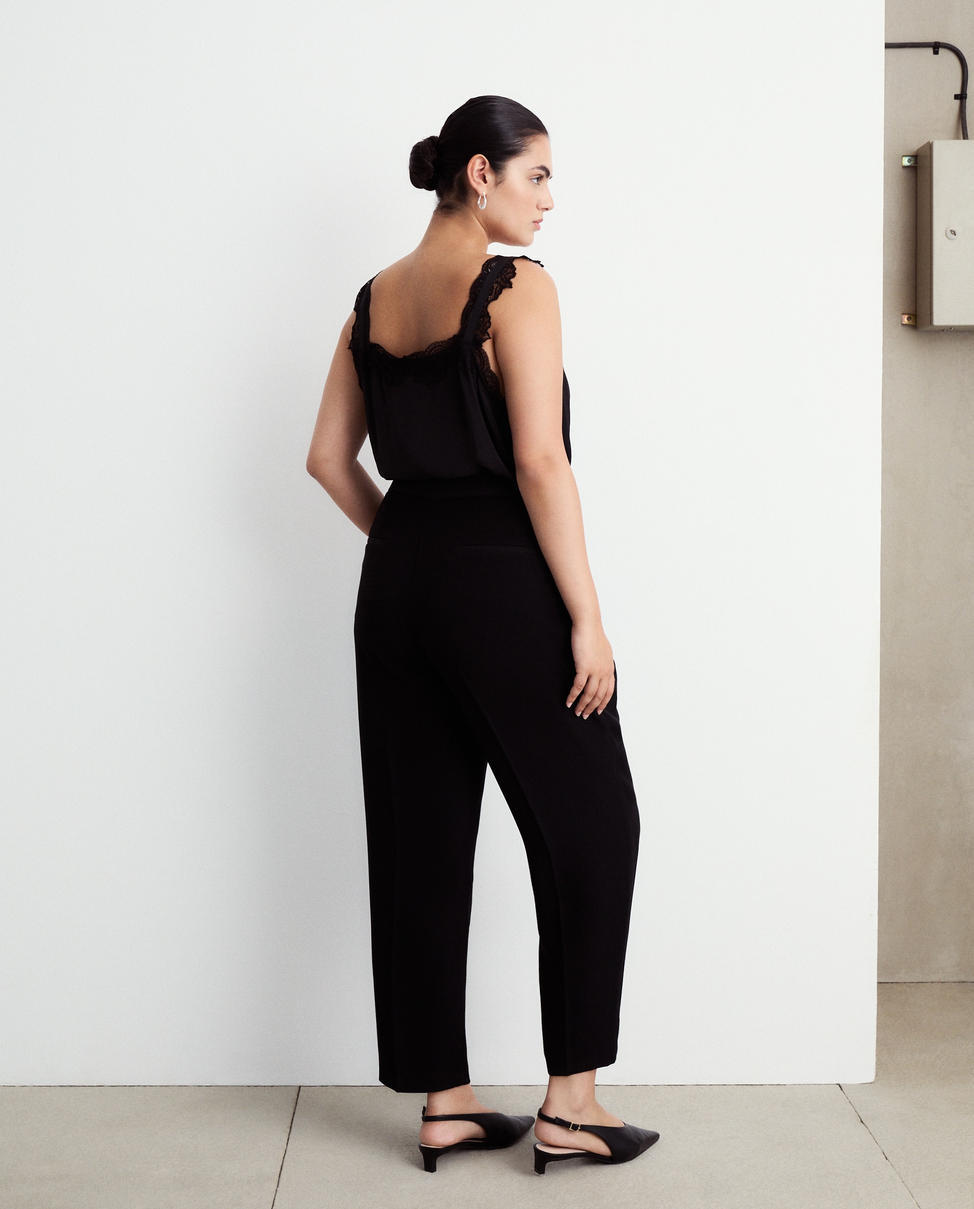 Top rendilhado de renda Preto-4