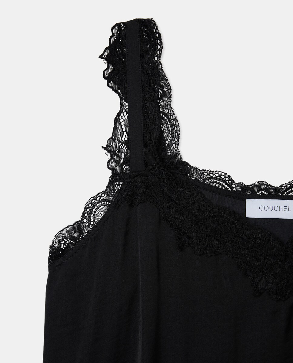 Top rendilhado de renda Preto-6