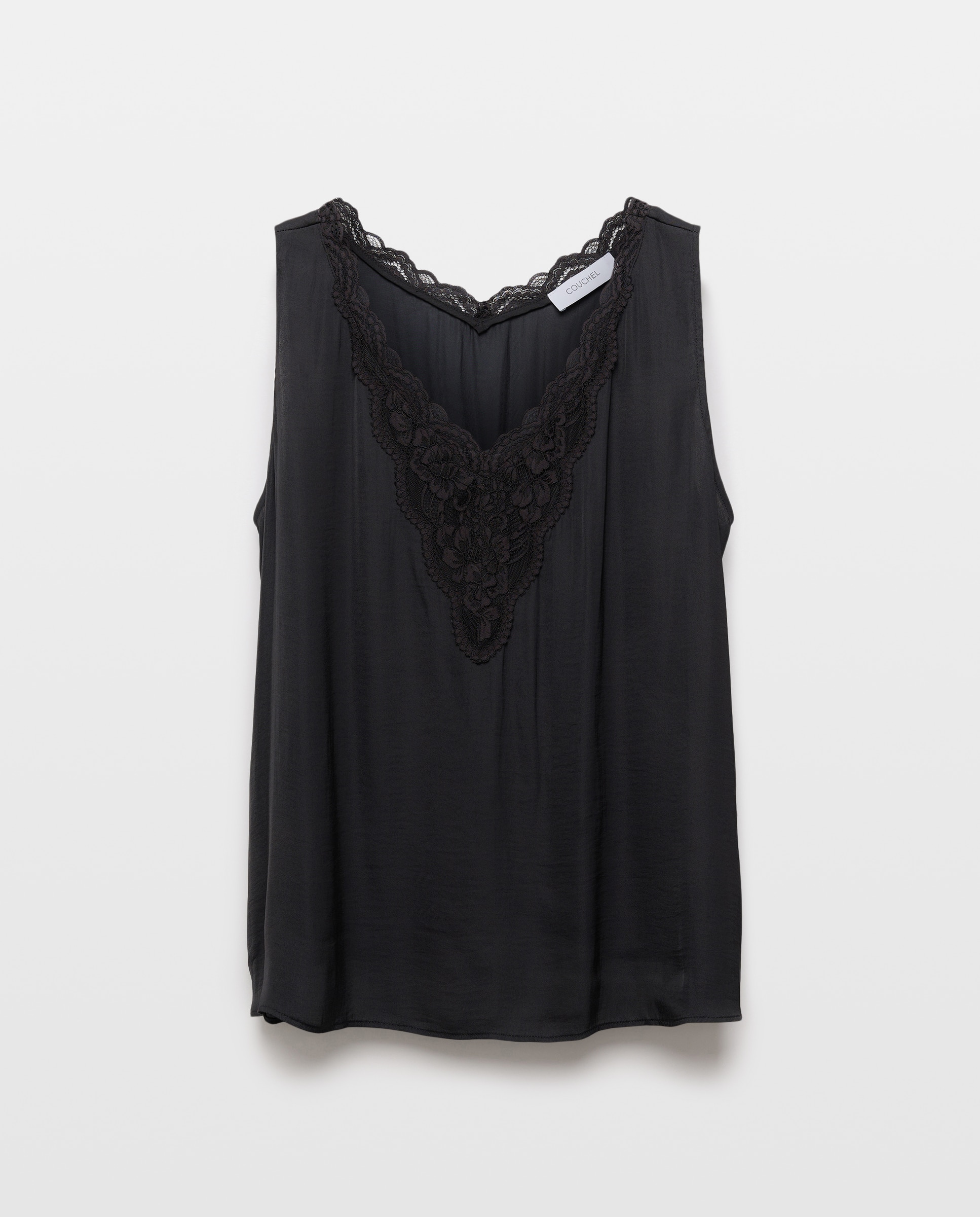 Top rendilhado de mulher Preto-5