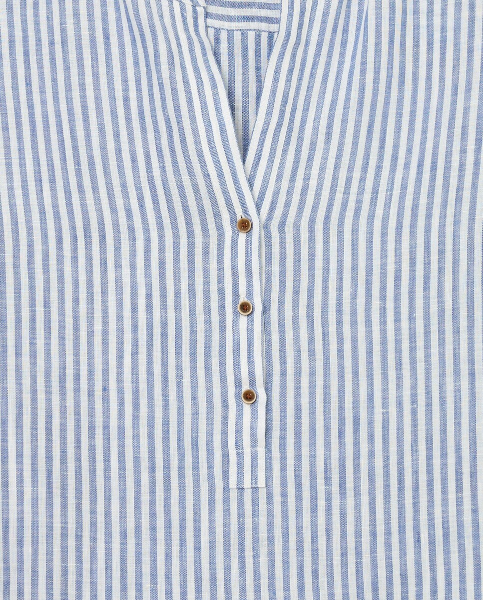 Blusa Estampada de Linho Azul-6