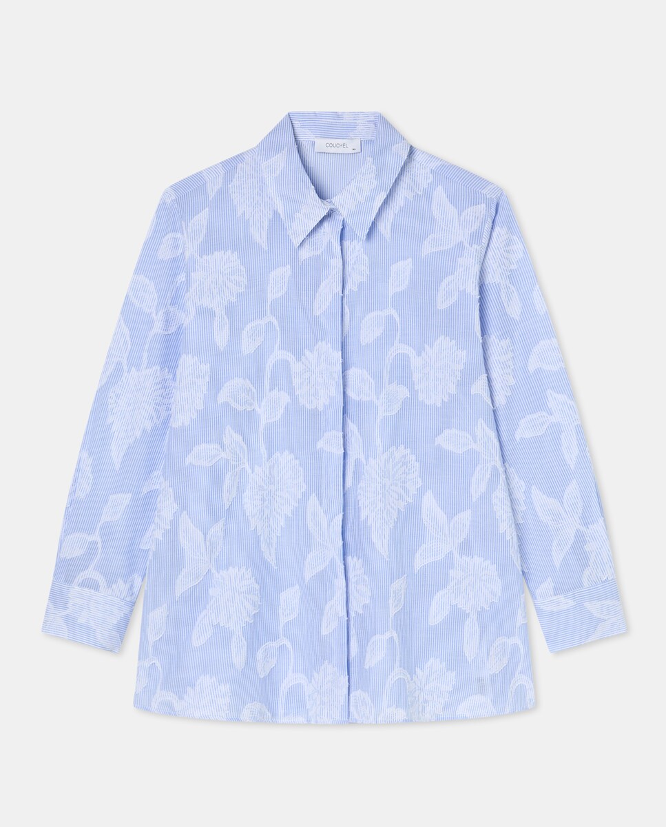 Camisa às Riscas com Jacquard Azul-5