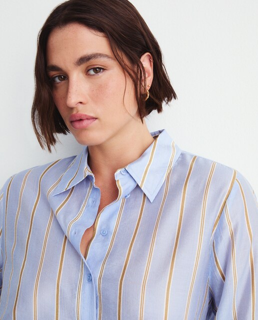 Imagen 0 de Camisa de rayas manga larga de mujer