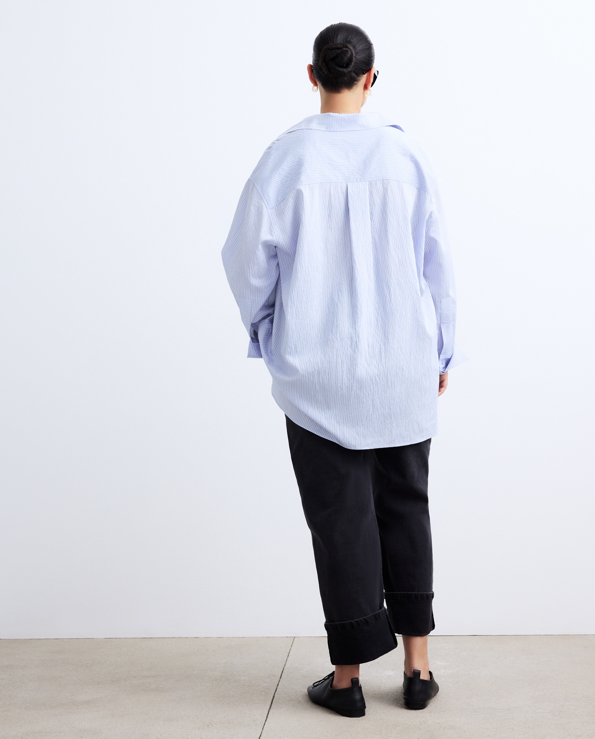 Blusa às Riscas com Laço Desmontável Azul-4