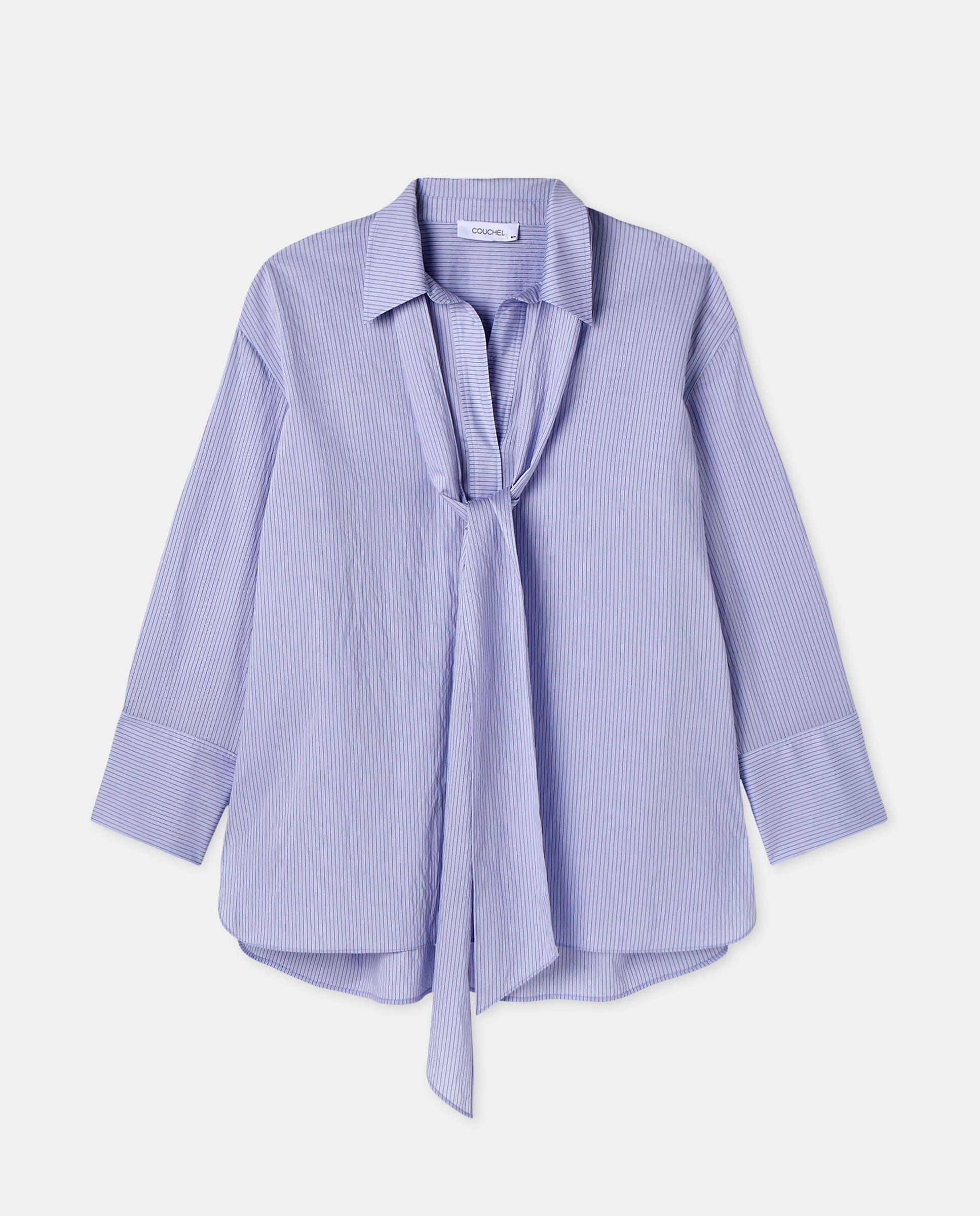 Blusa às Riscas com Laço Desmontável Azul-5