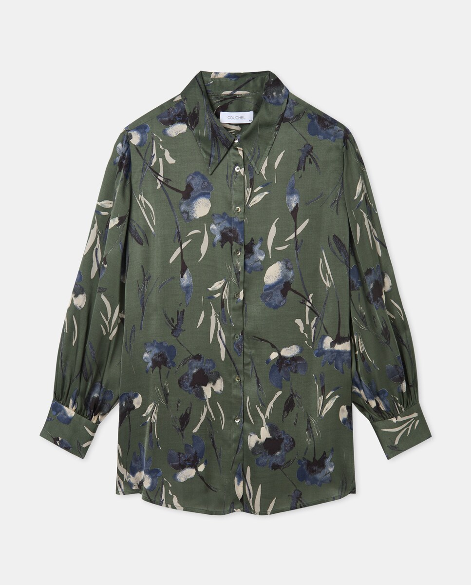 Camisa Estampada com Manga Comprida Verde-5