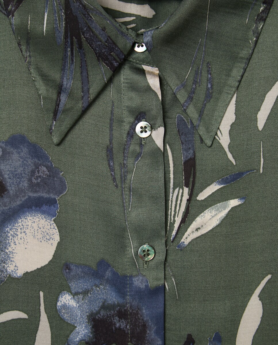 Camisa Estampada com Manga Comprida Verde-6