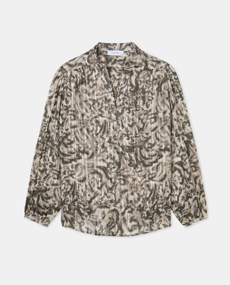 Blusa de Manga Comprida Estampada Branco-4