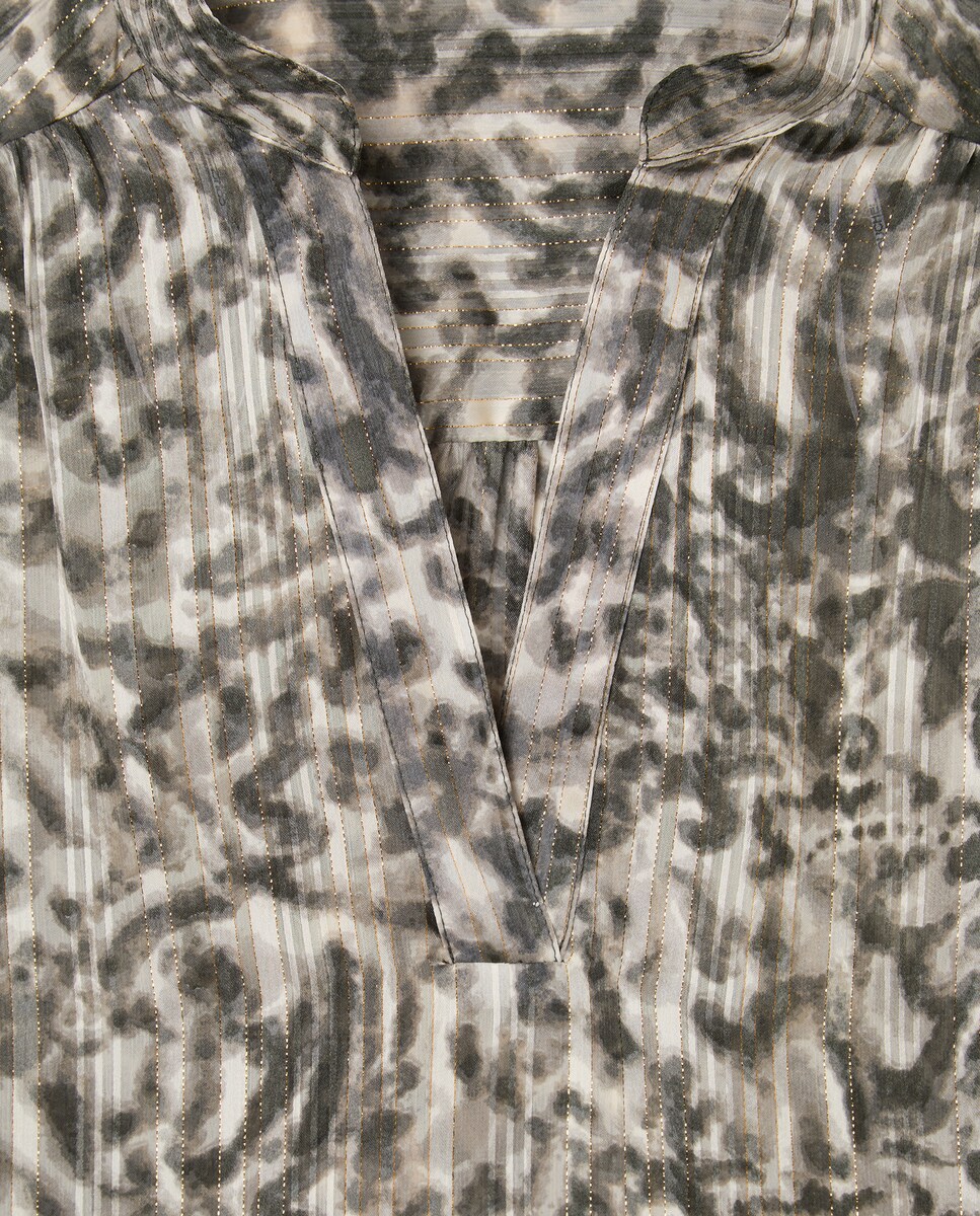 Blusa de Manga Comprida Estampada Branco-5