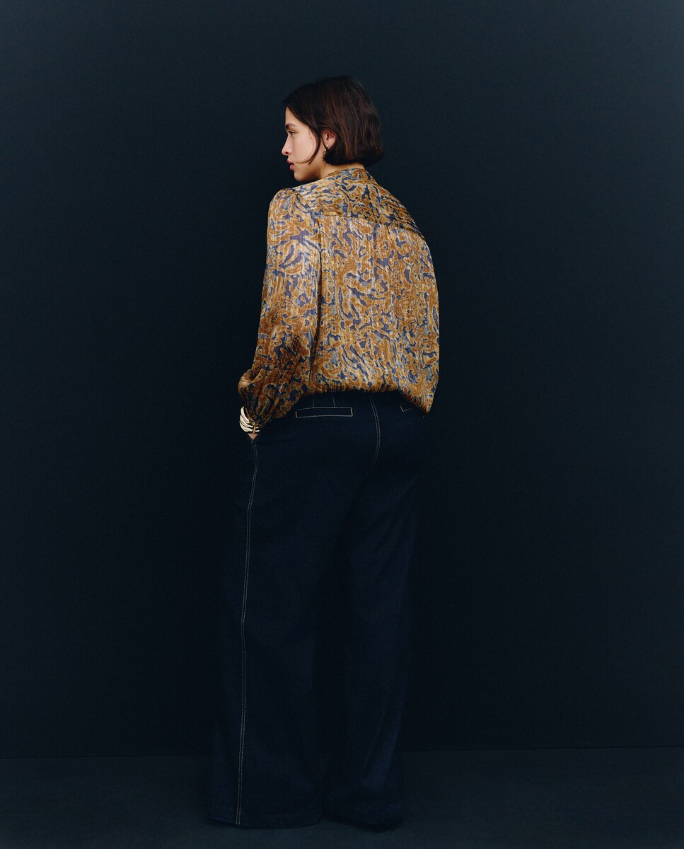 Blusa de Manga Comprida Estampada Amarelo-4