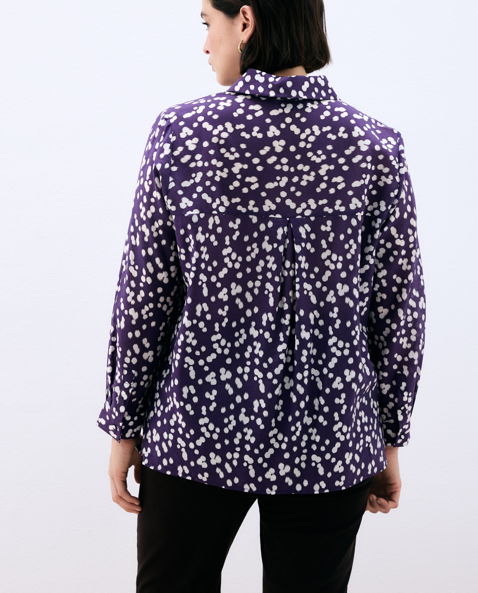 Camisa de Manga Comprida com Estampado às Bolinhas Rosa-3