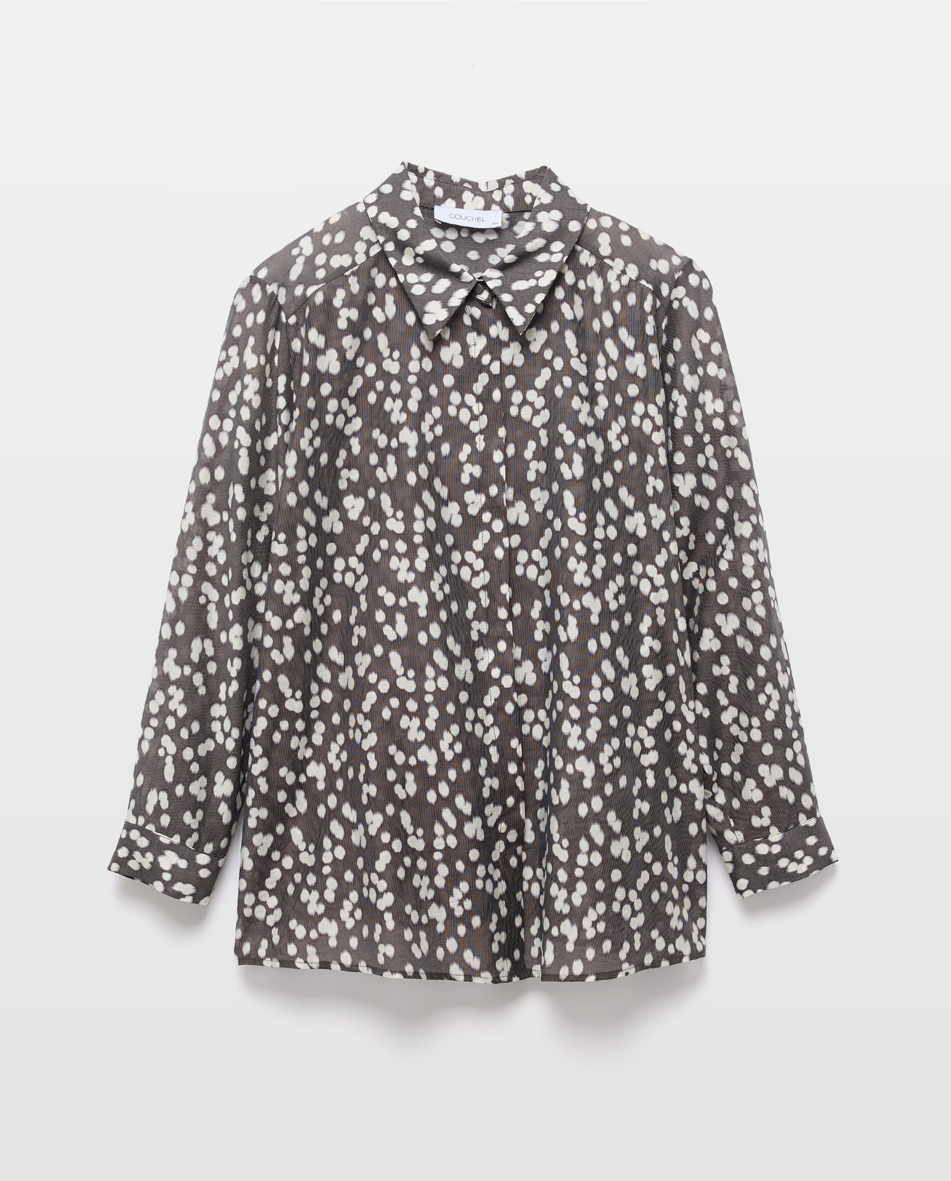 Camisa de Manga Comprida com Estampado às Bolinhas Preto-5